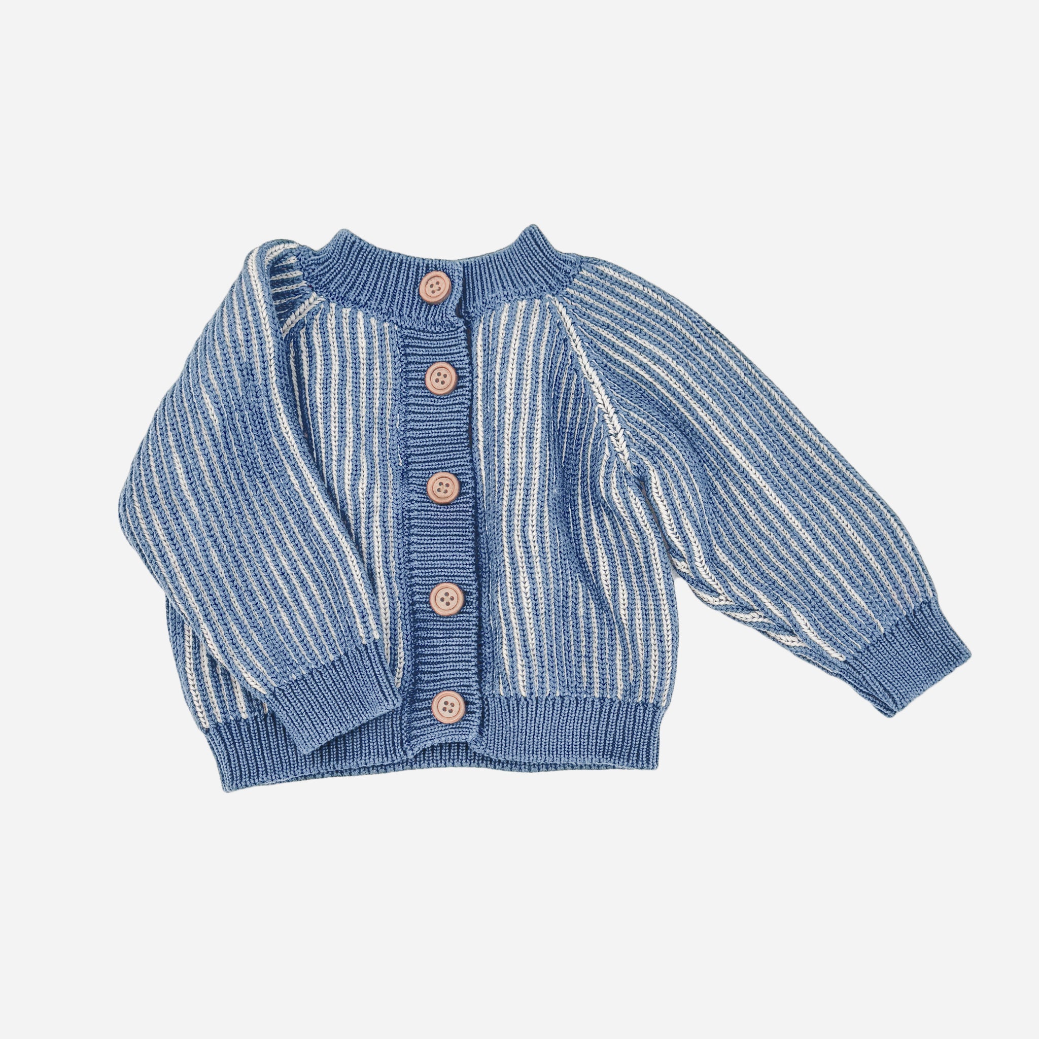 Cotton Brioche Cardigan, Dusty Blue