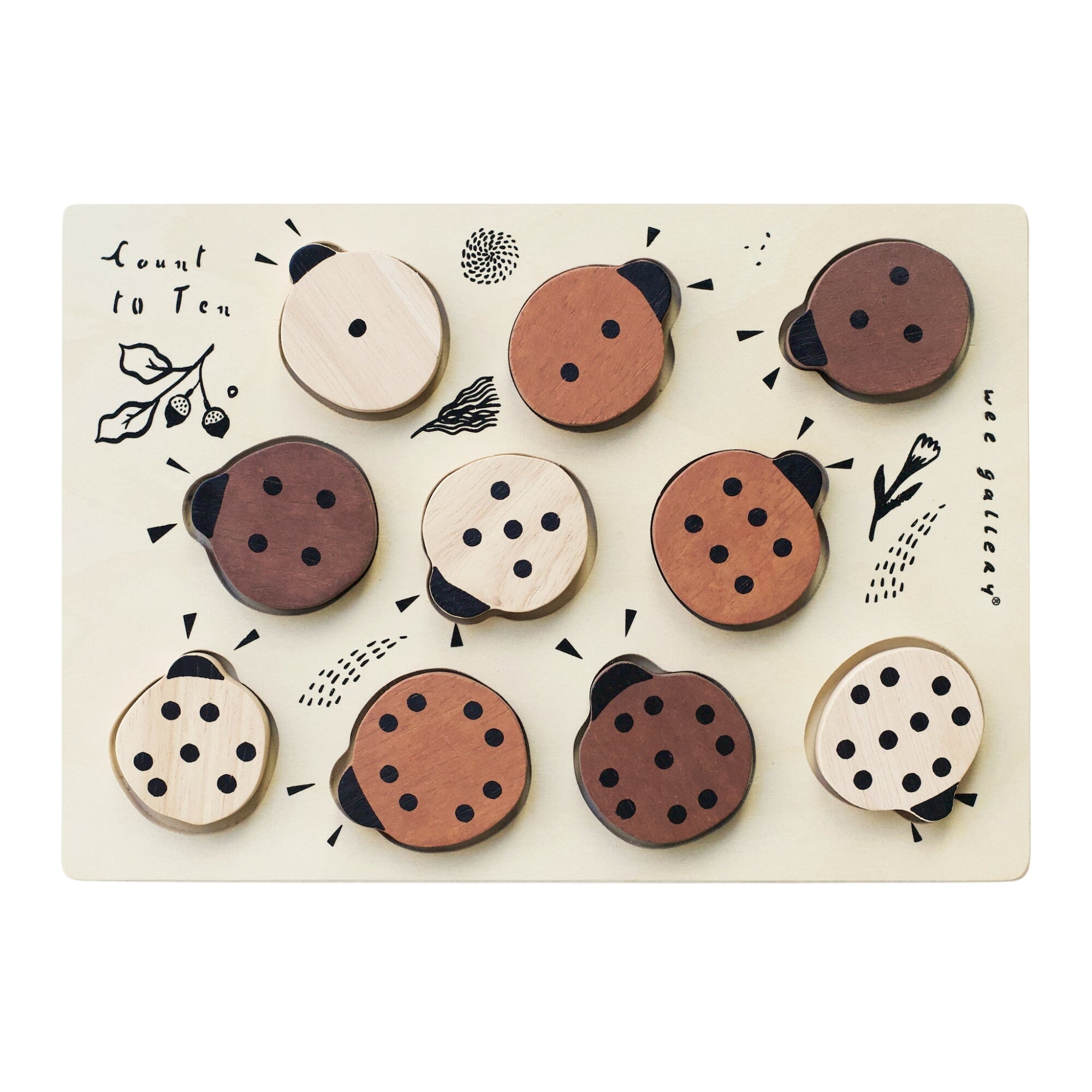 Wooden Tray Puzzle - Count To 10 Ladybugs