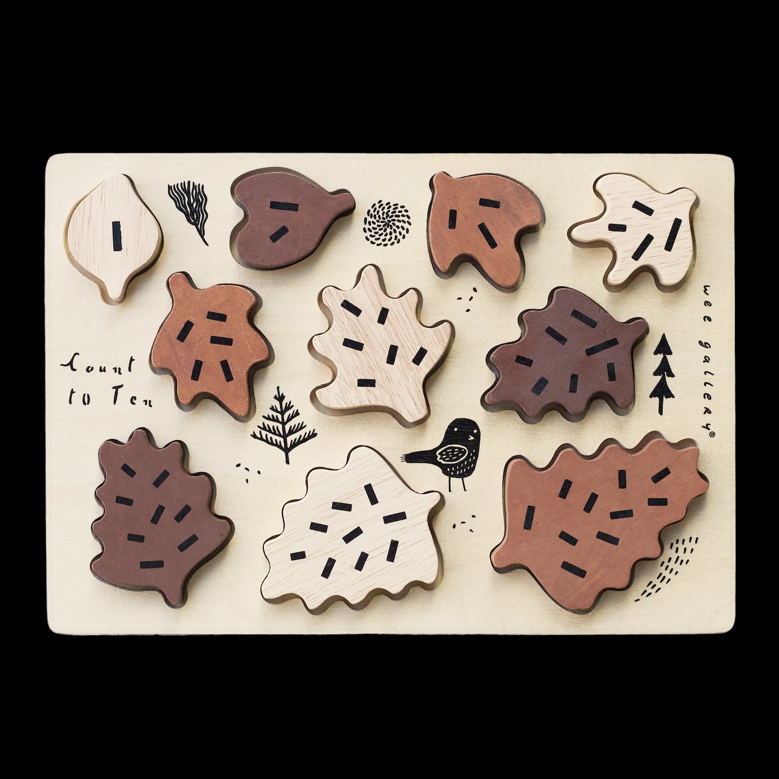 Wooden Tray Puzzle - Count To 10 Leaves
