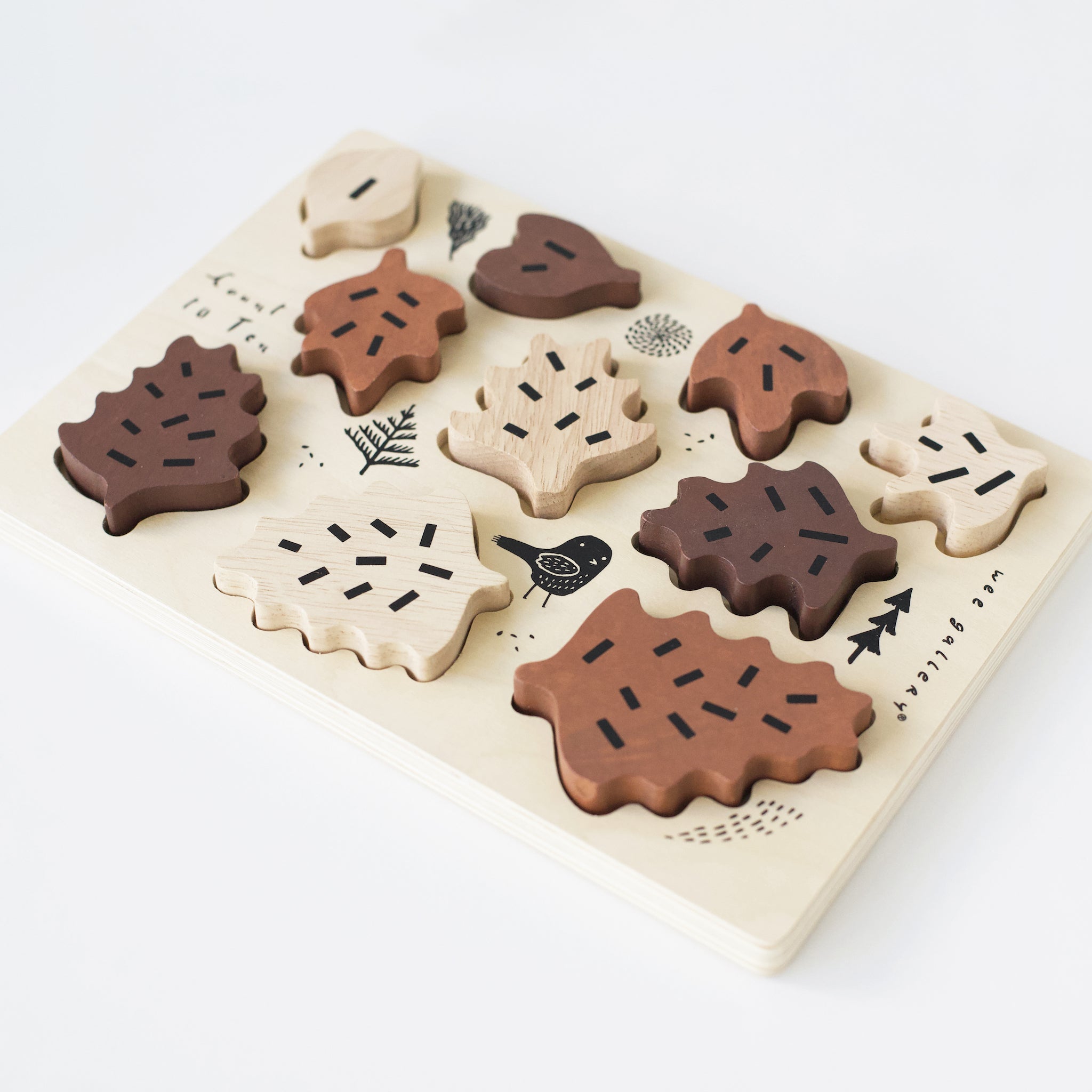 Wooden Tray Puzzle - Count To 10 Leaves