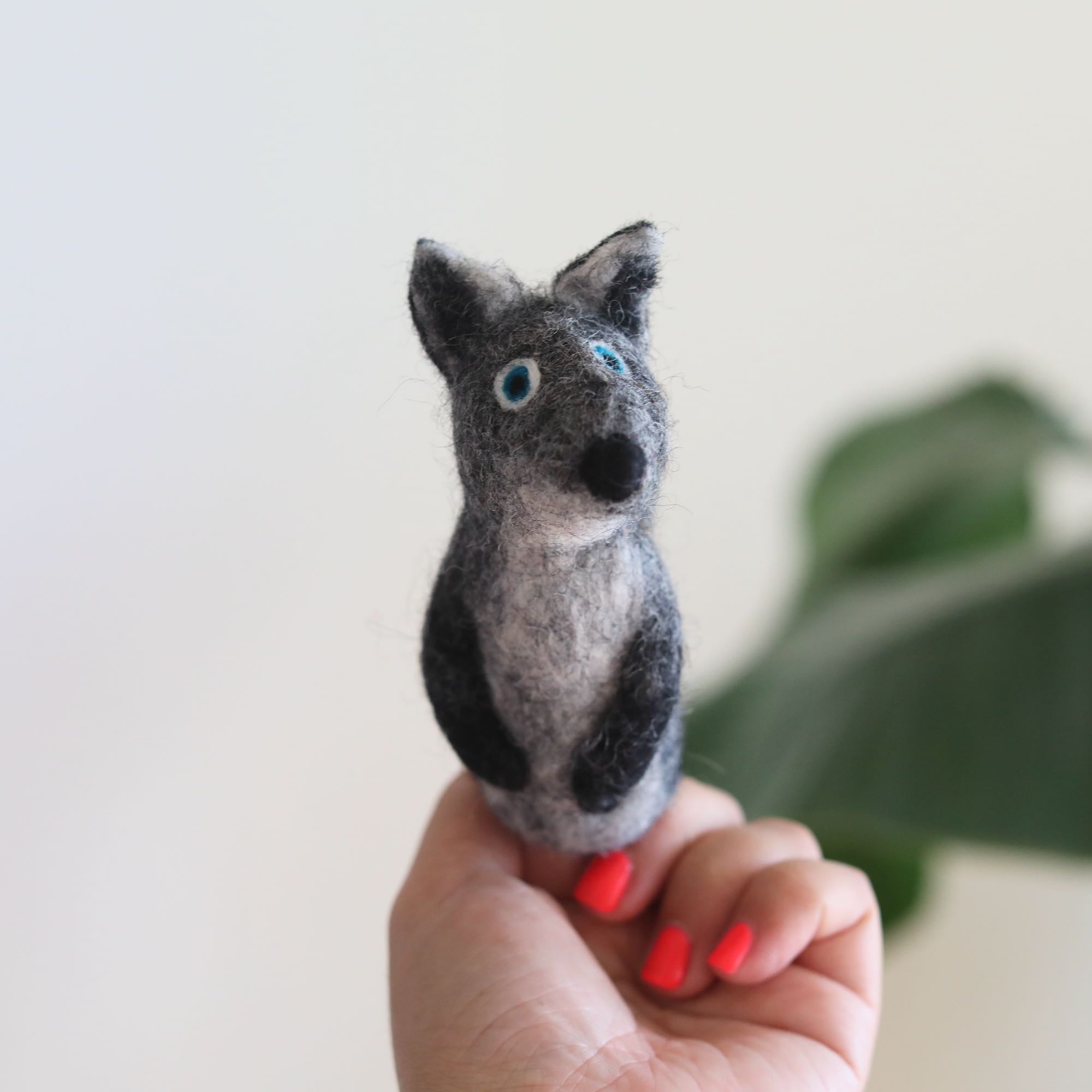Gray Coyote Finger Puppet
