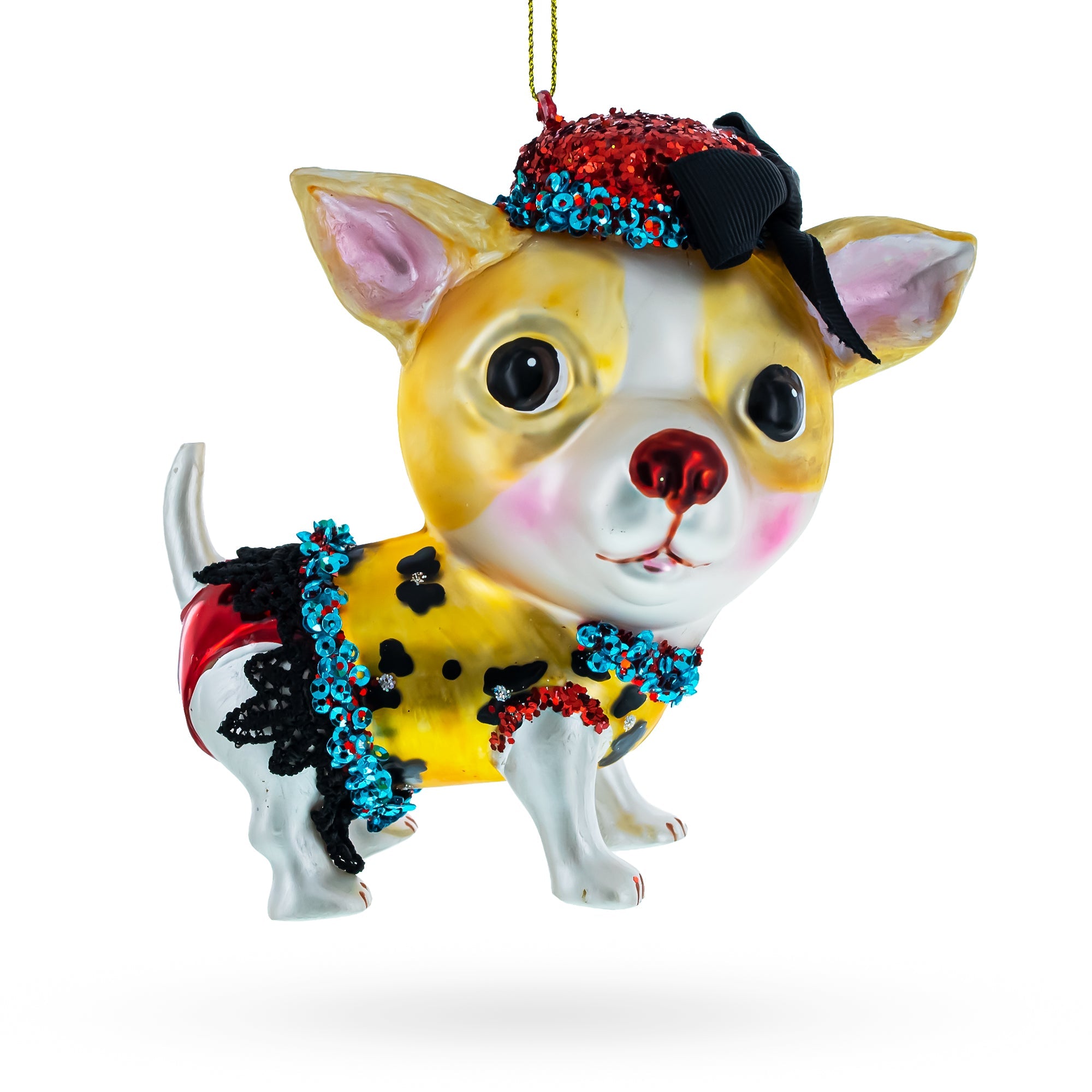 Chic Chihuahua - Blown Glass Christmas Ornament