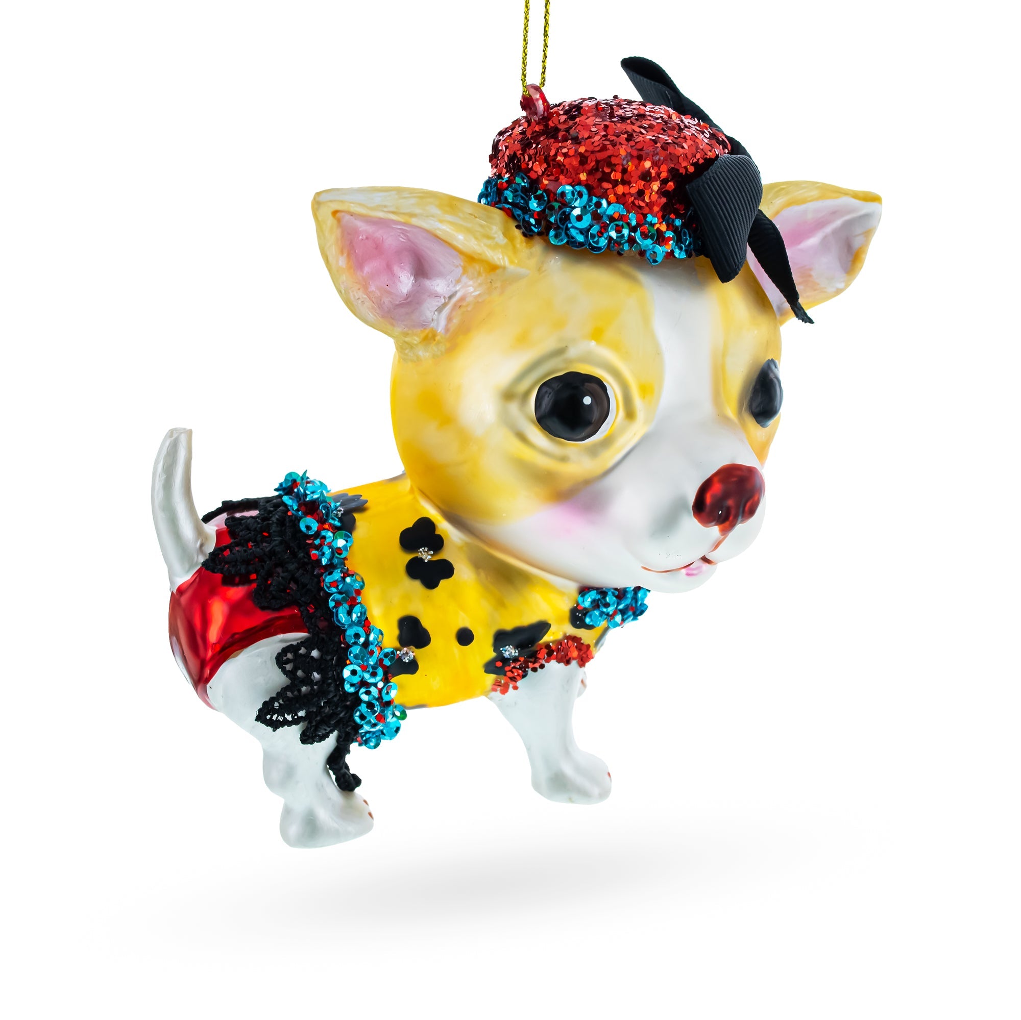 Chic Chihuahua - Blown Glass Christmas Ornament