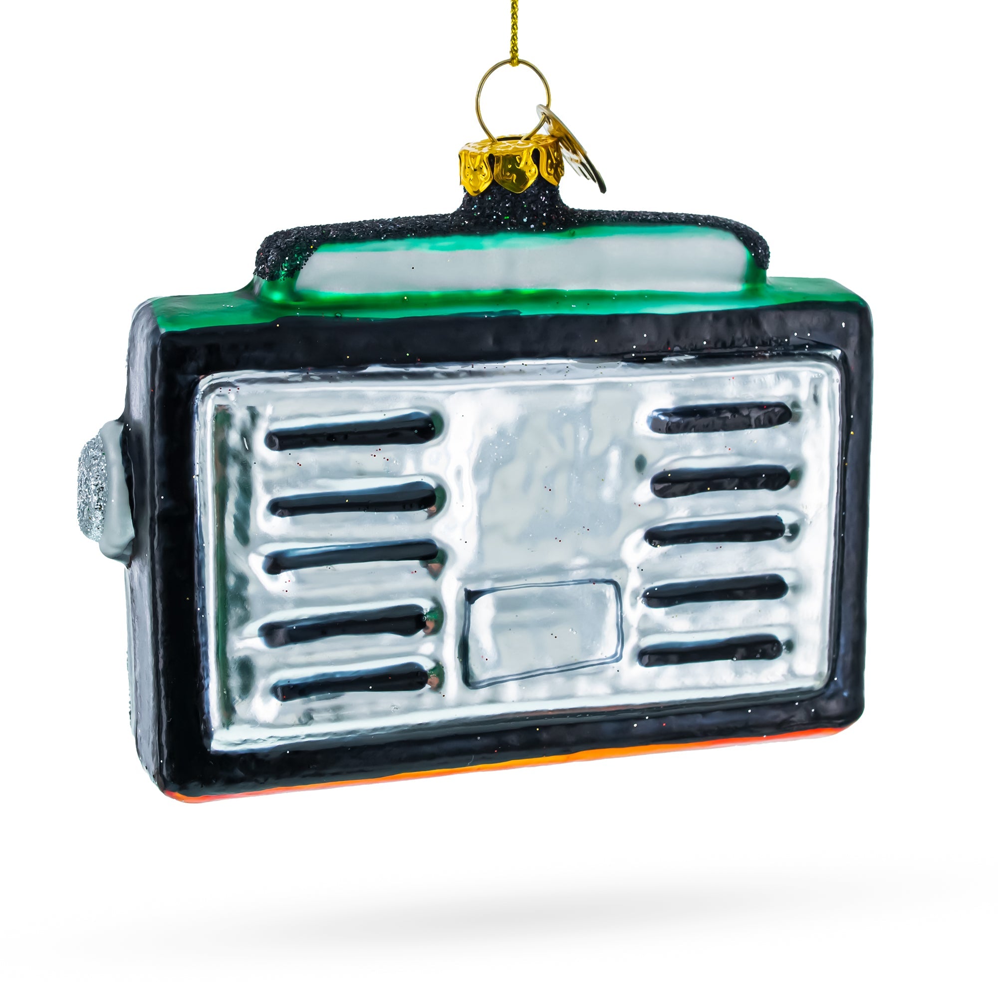 Vintage-inspired Cassette Player Boombox  - Blown Glass Christmas Ornament