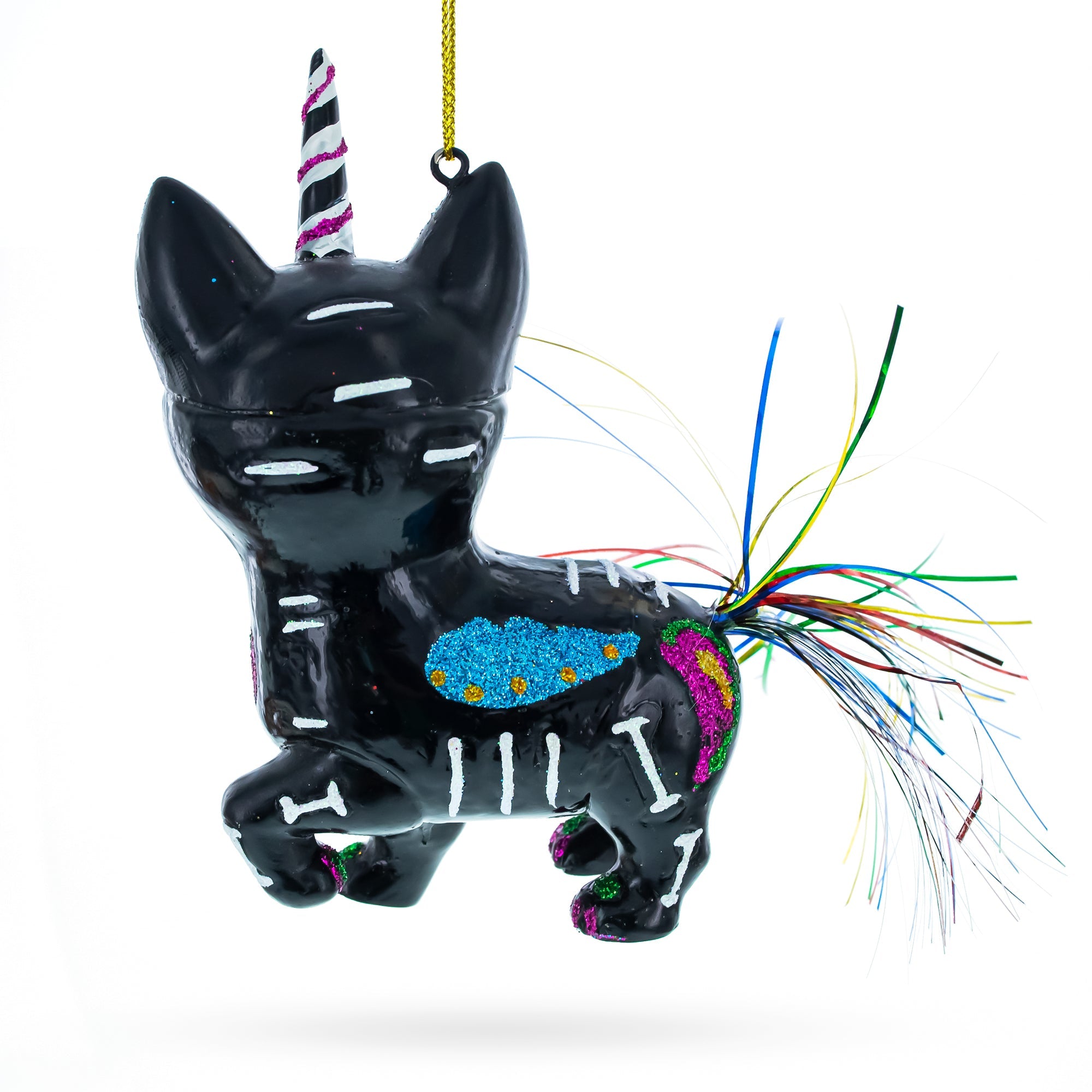 Spooky Halloween Black Cat - Blown Glass Christmas Ornament