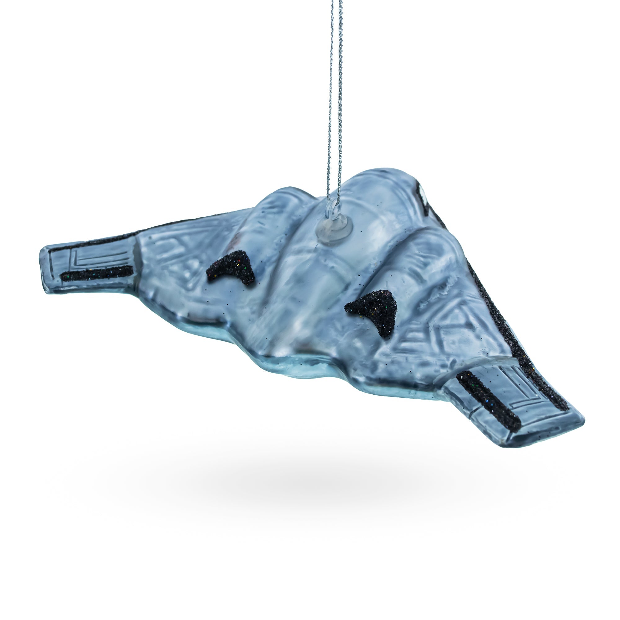 Sleek Stealth Bomber B-2 - Blown Glass Christmas Ornament