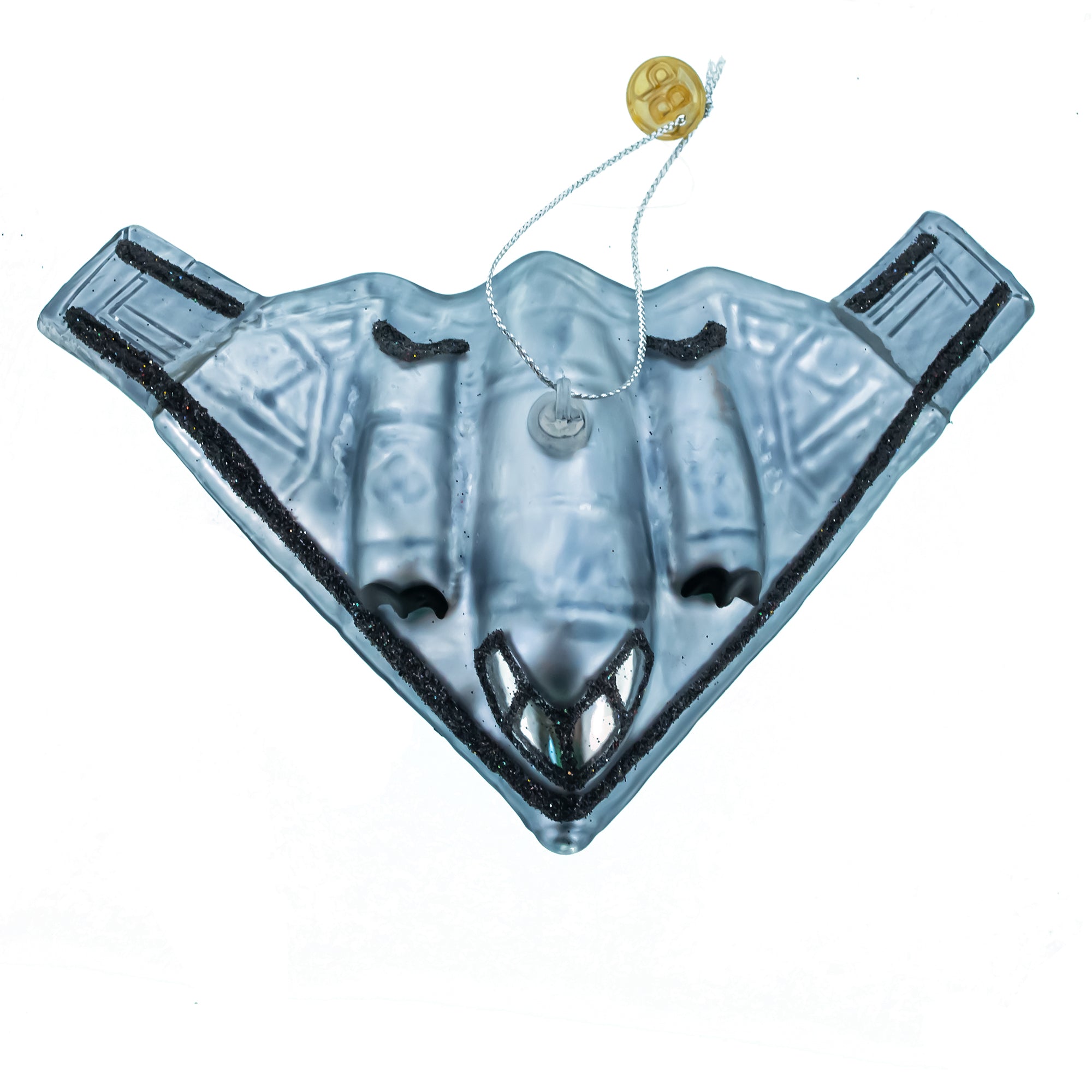 Sleek Stealth Bomber B-2 - Blown Glass Christmas Ornament