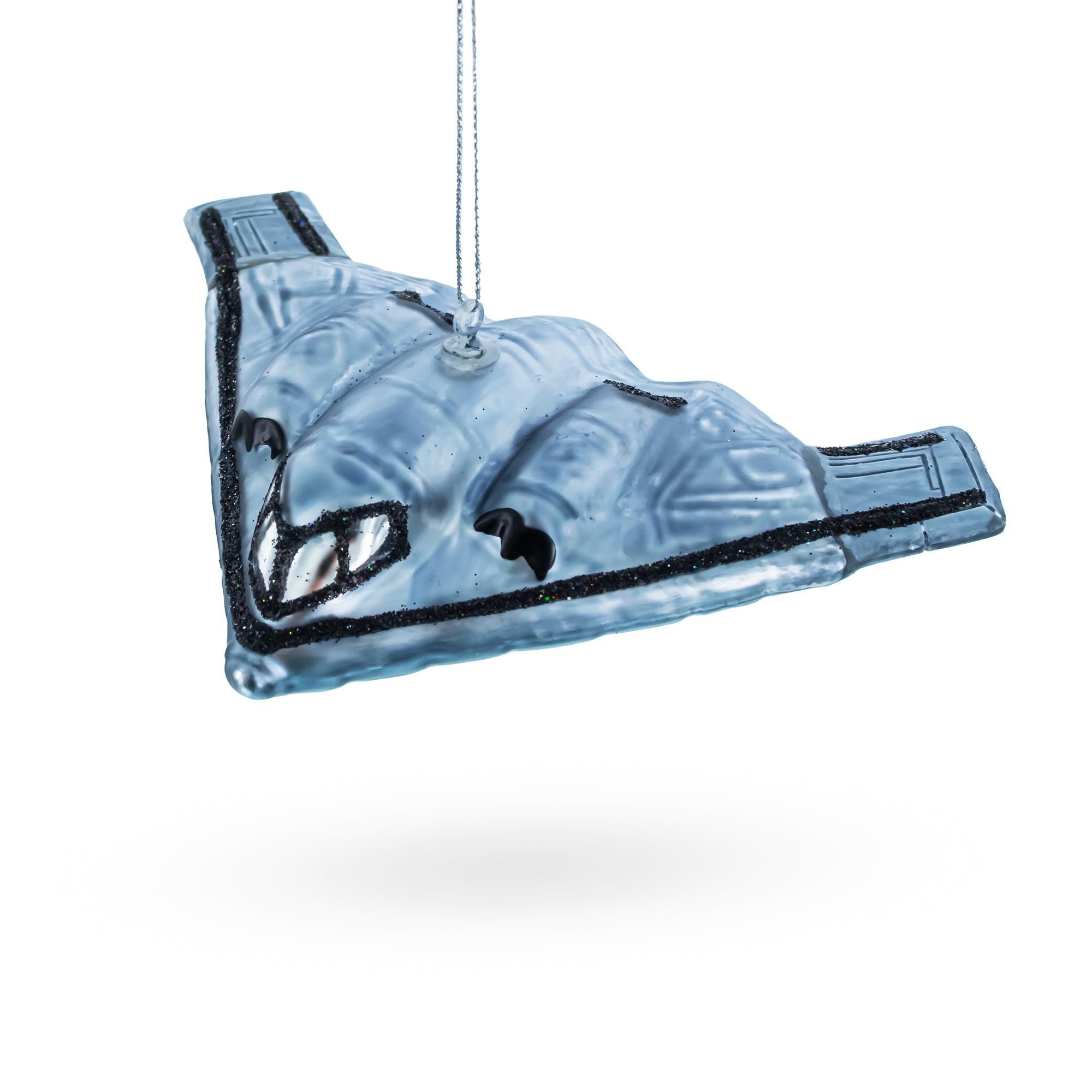 Sleek Stealth Bomber B-2 - Blown Glass Christmas Ornament