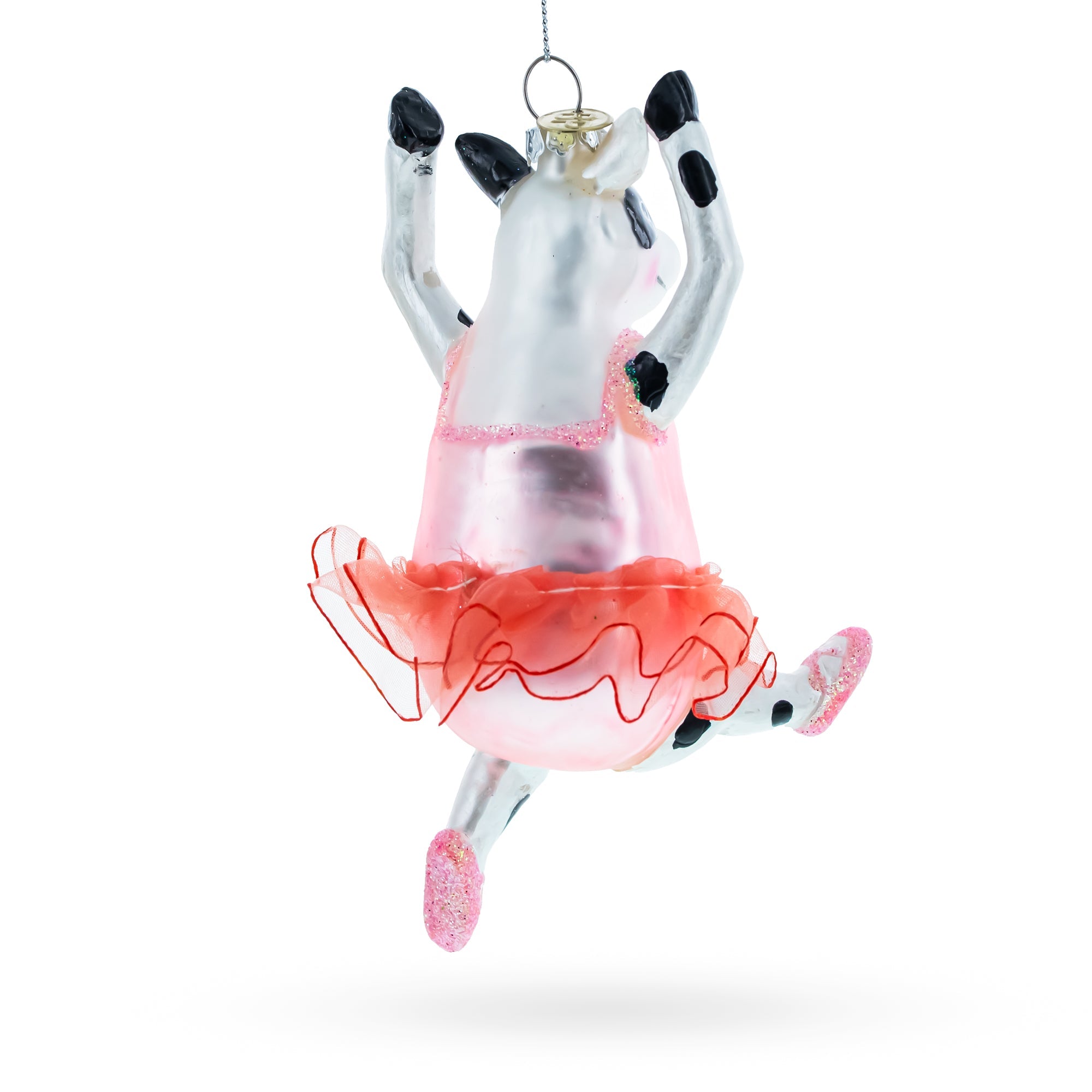 Elegant Cow Dancing Ballet - Blown Glass Christmas Ornament