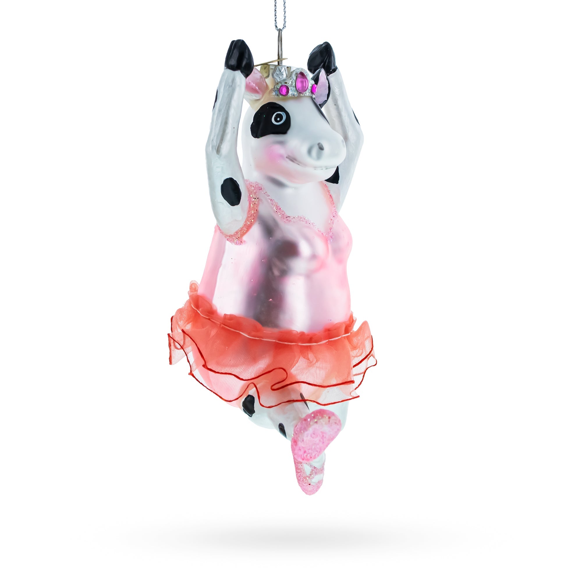 Elegant Cow Dancing Ballet - Blown Glass Christmas Ornament