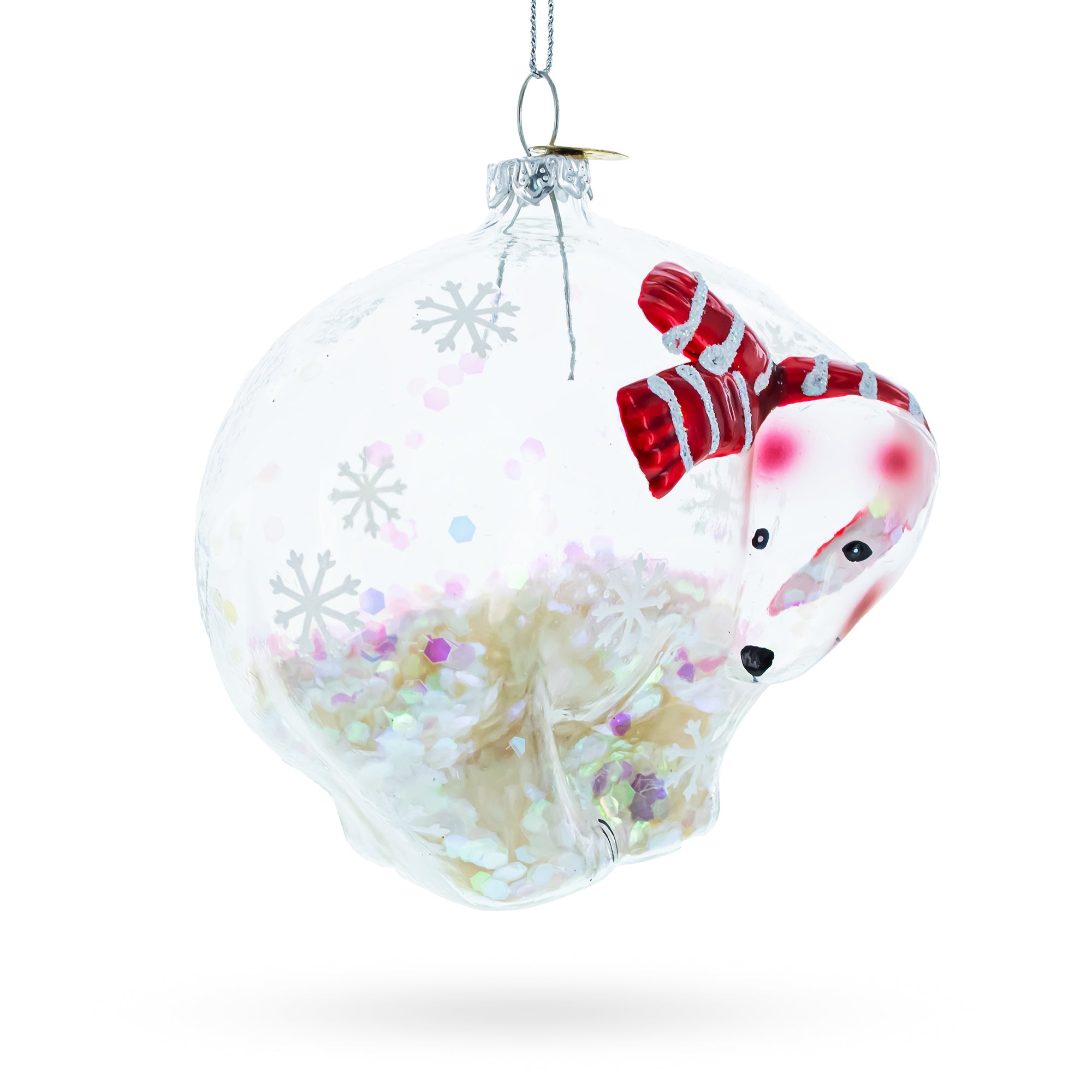 Translucent Clear Polar Bear - Blown Glass Christmas Ornament