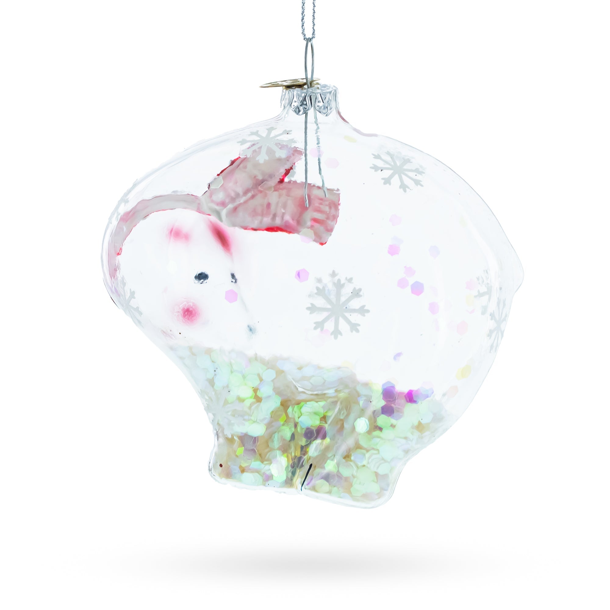 Translucent Clear Polar Bear - Blown Glass Christmas Ornament