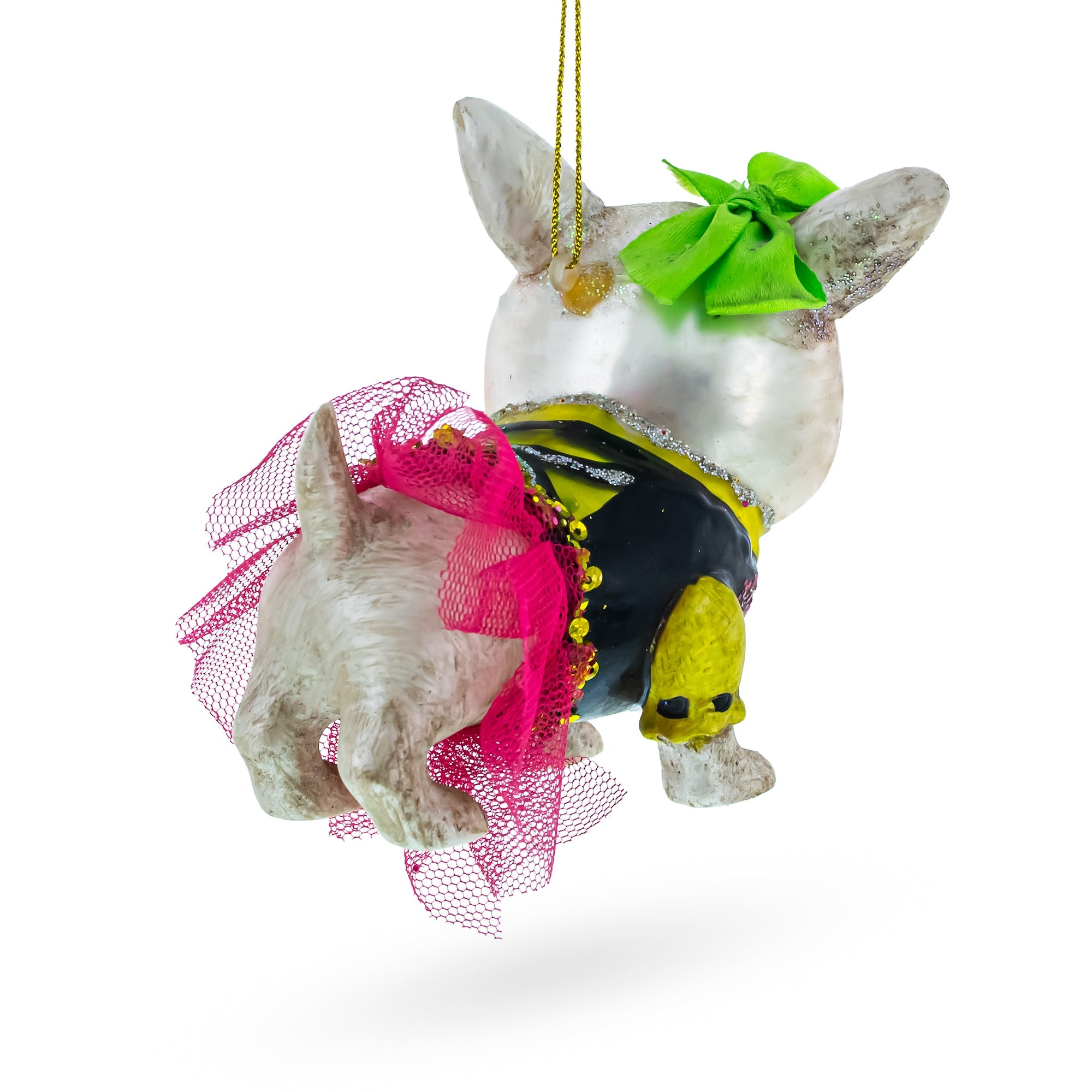 Stylish Pitbull - Blown Glass Christmas Ornament