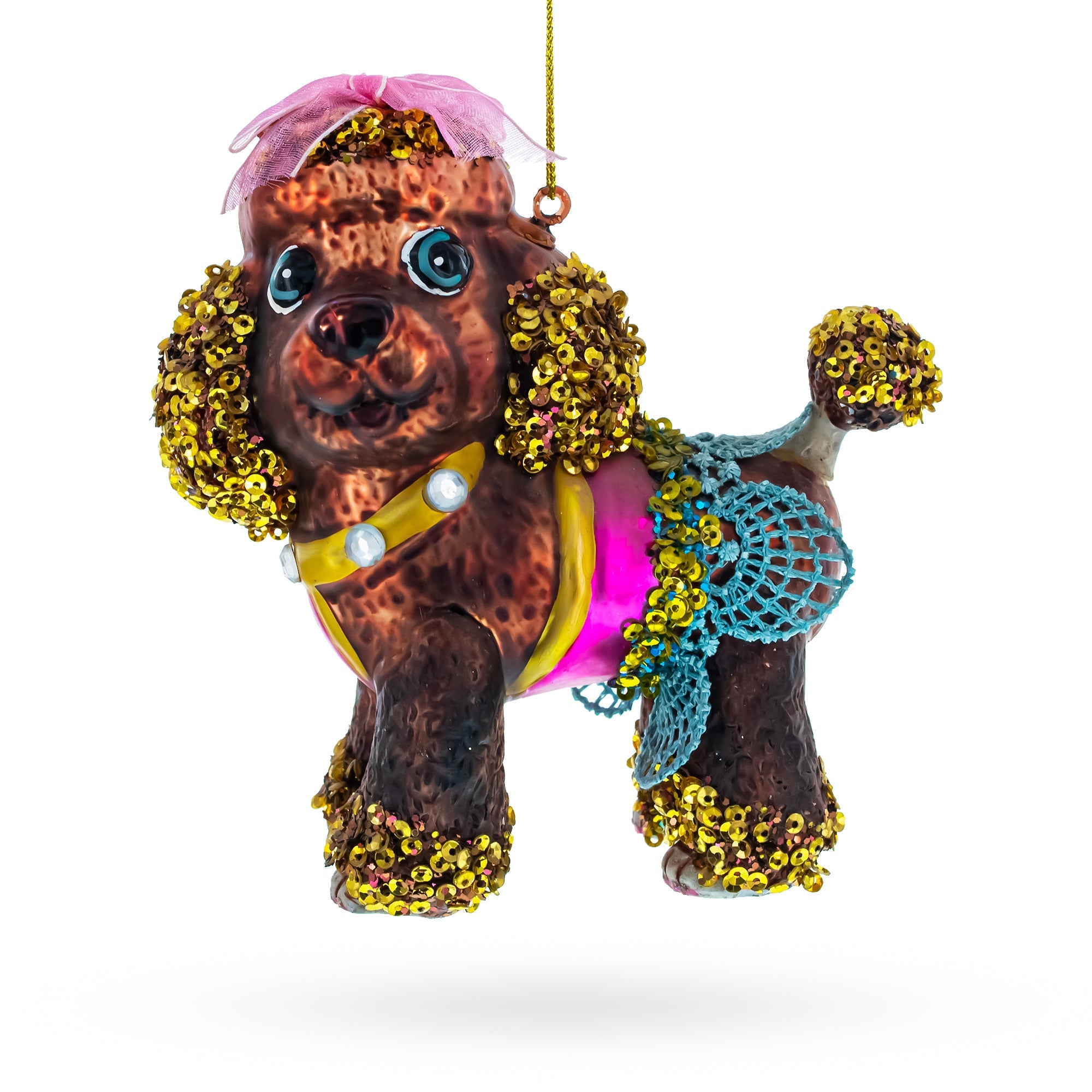 Sophisticated Poodle - Blown Glass Christmas Ornament