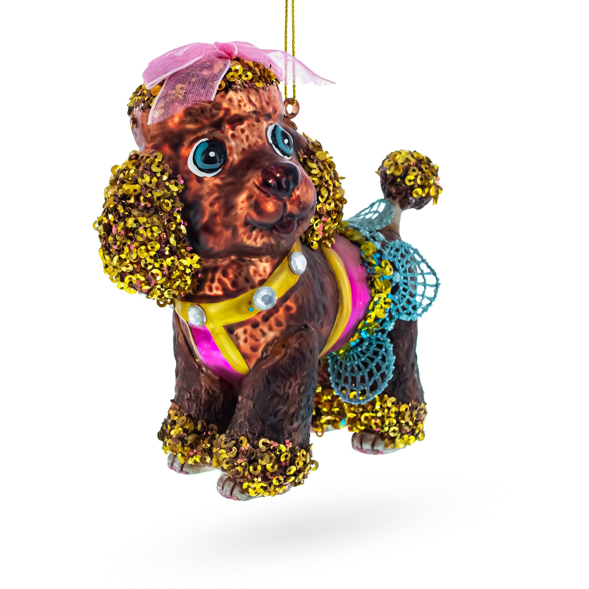 Sophisticated Poodle - Blown Glass Christmas Ornament