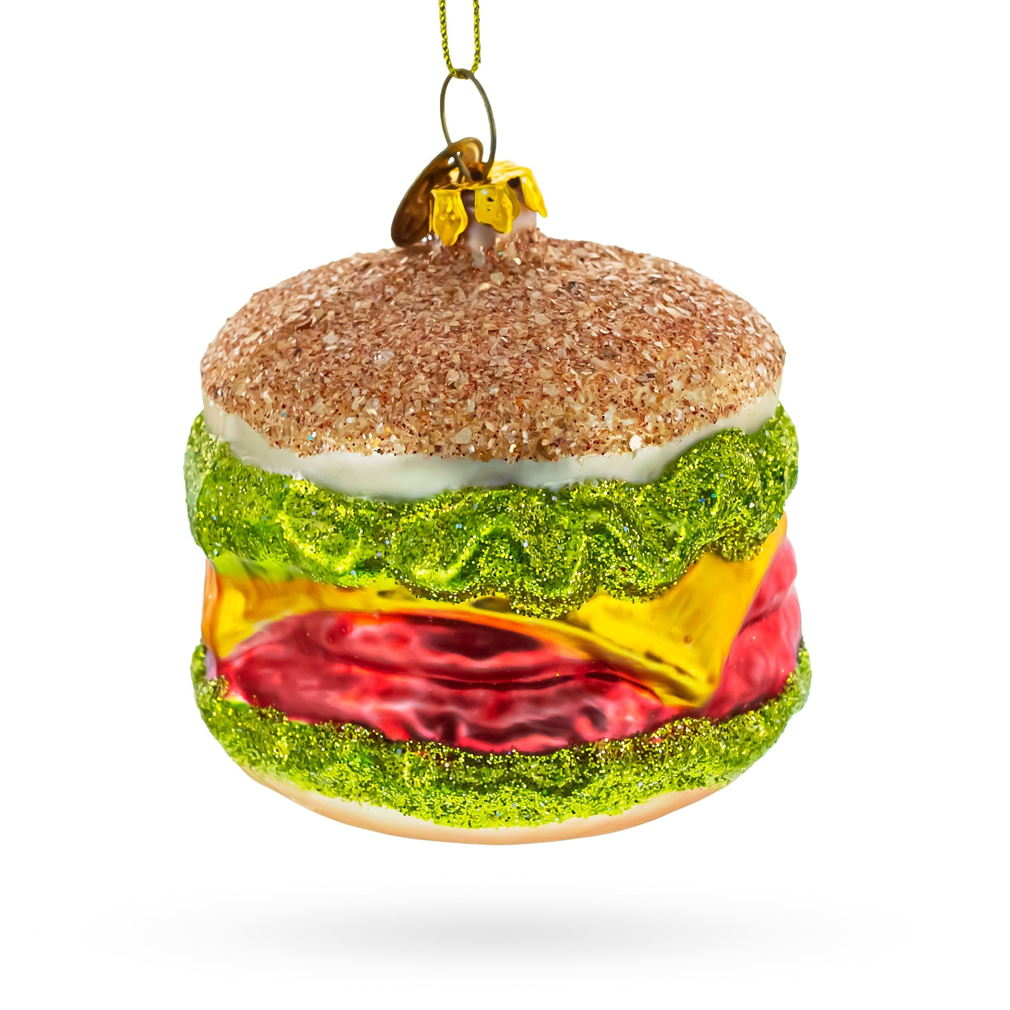 Juicy Cheeseburger - Blown Glass Christmas Ornament