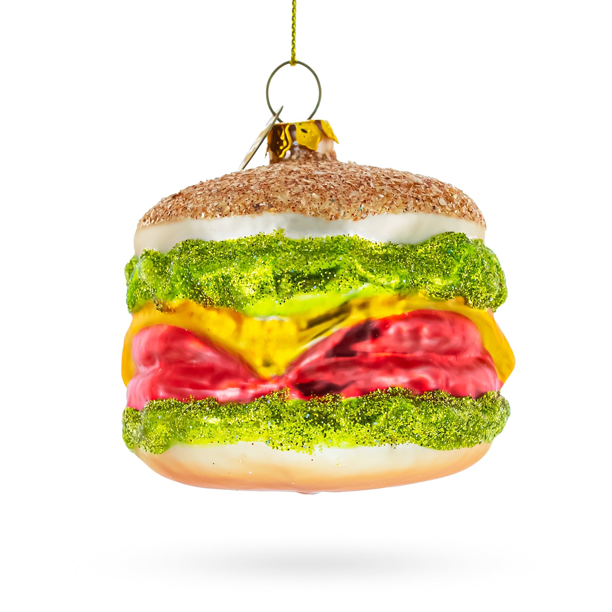 Juicy Cheeseburger - Blown Glass Christmas Ornament