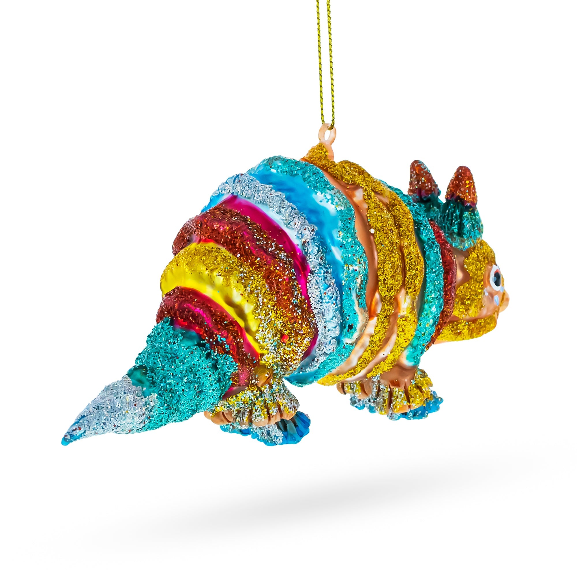 Vibrant Multicolored Armadillo - Blown Glass Christmas Ornament