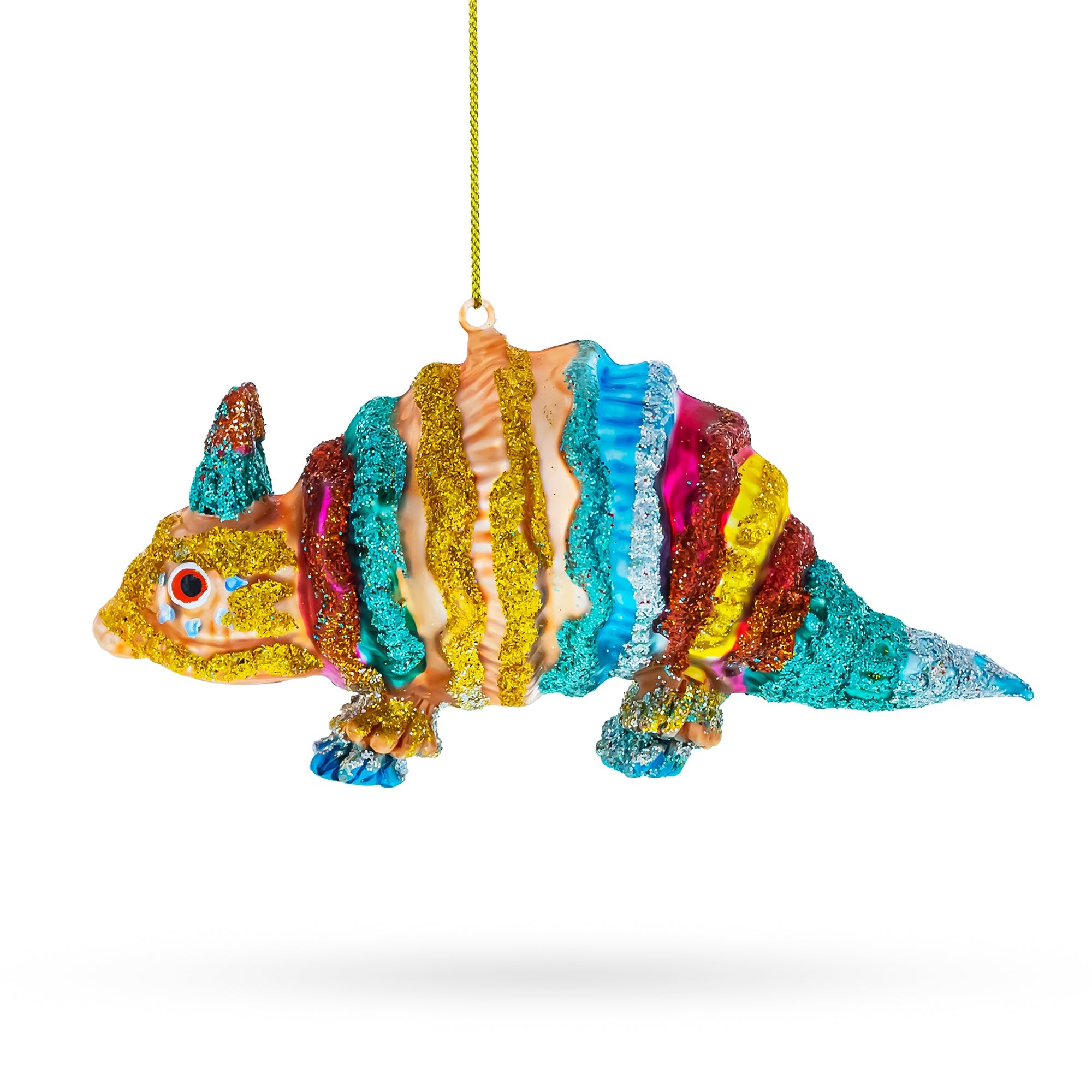 Vibrant Multicolored Armadillo - Blown Glass Christmas Ornament