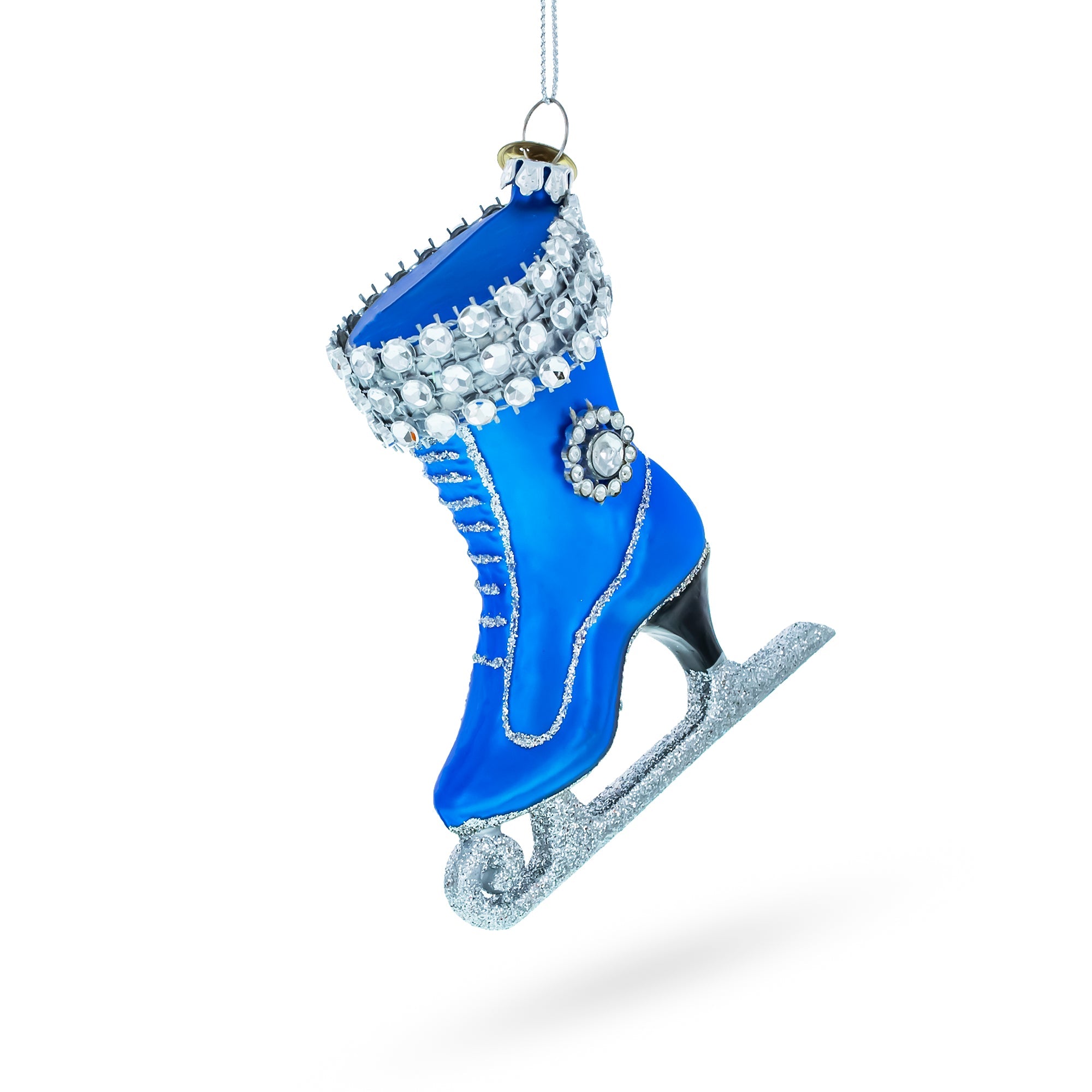 Figure Ice Skating - Blown Glass Christmas Ornament