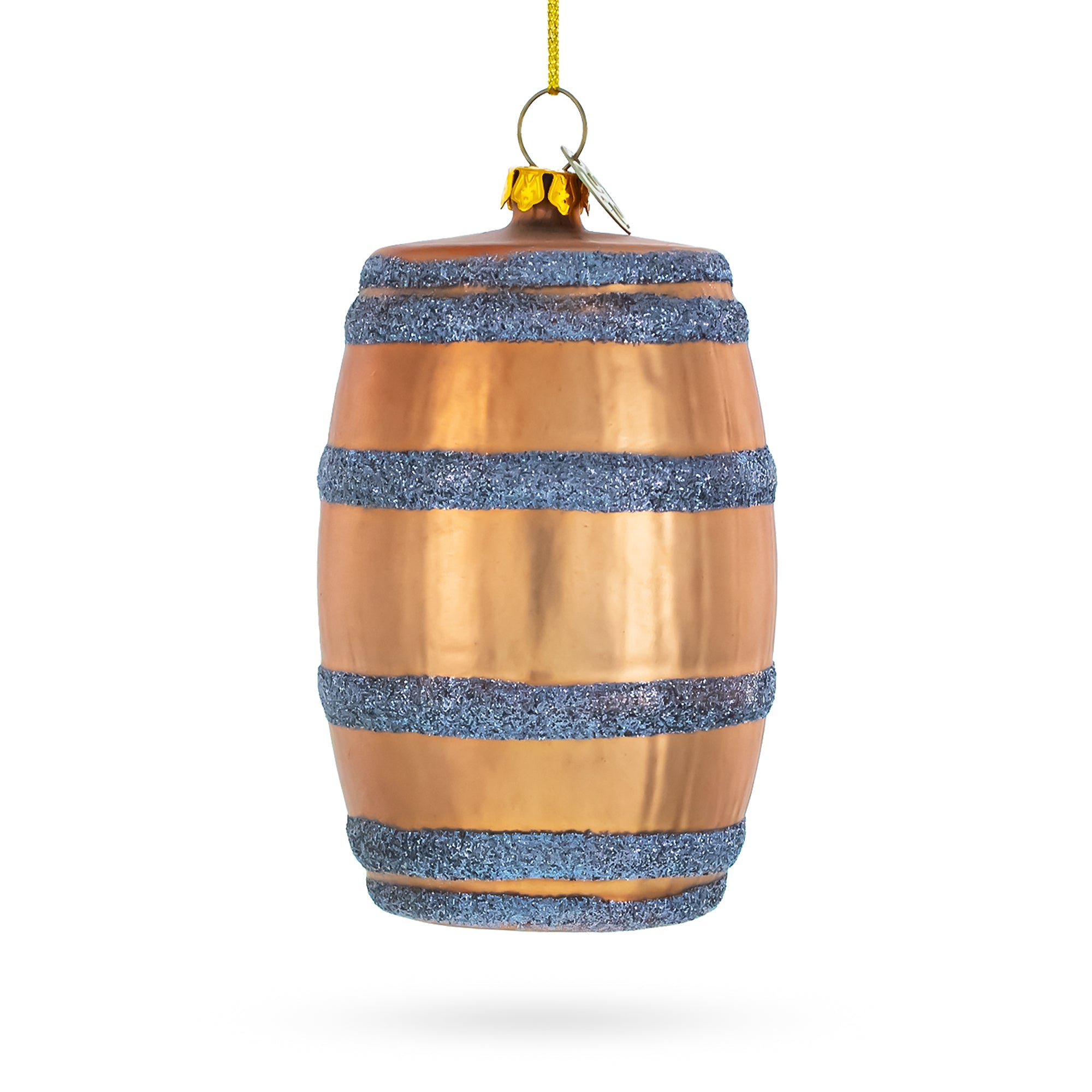 Aged Whiskey Barrel - Blown Glass Christmas Ornament