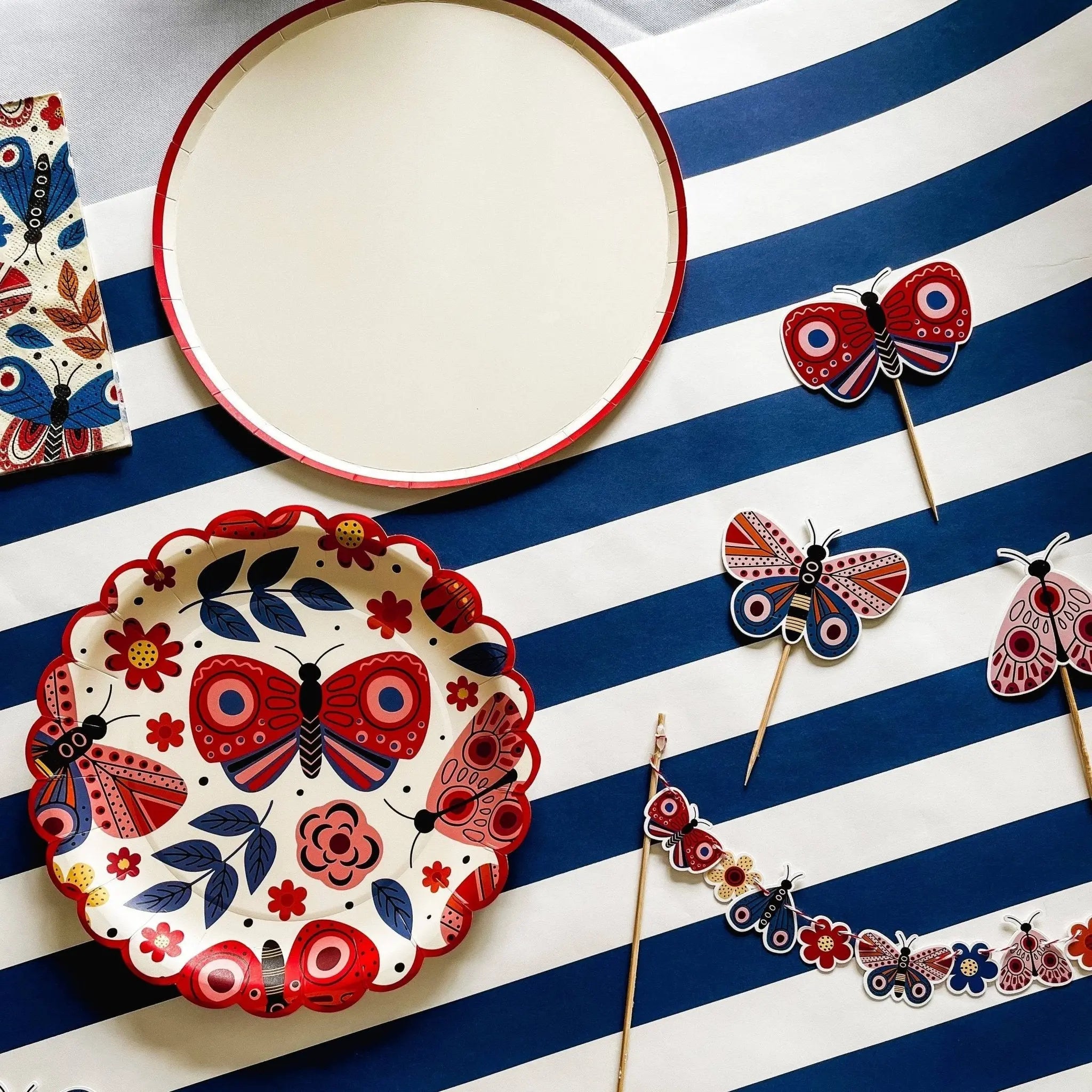 Cream & Red Large Plate