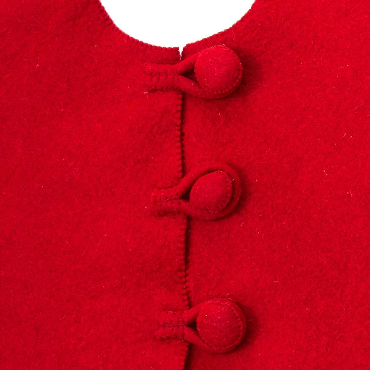 Cream Reindeer Red Christmas Tree Skirt Hand Felted Wool - 60"/72"