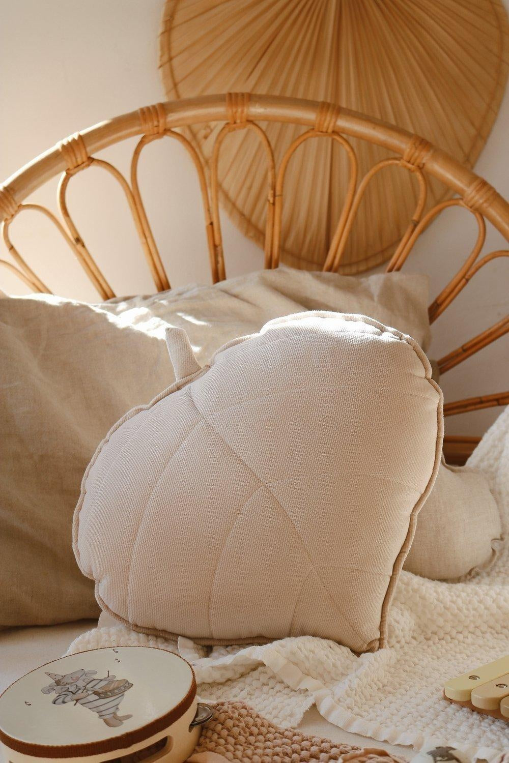 Velvet Cream Leaf Pillow