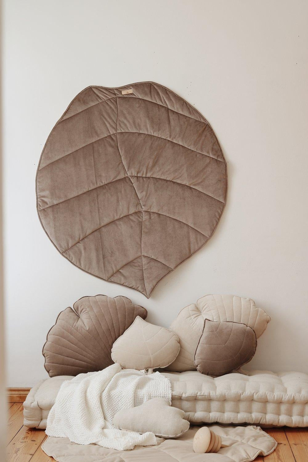 Velvet Cream Leaf Pillow