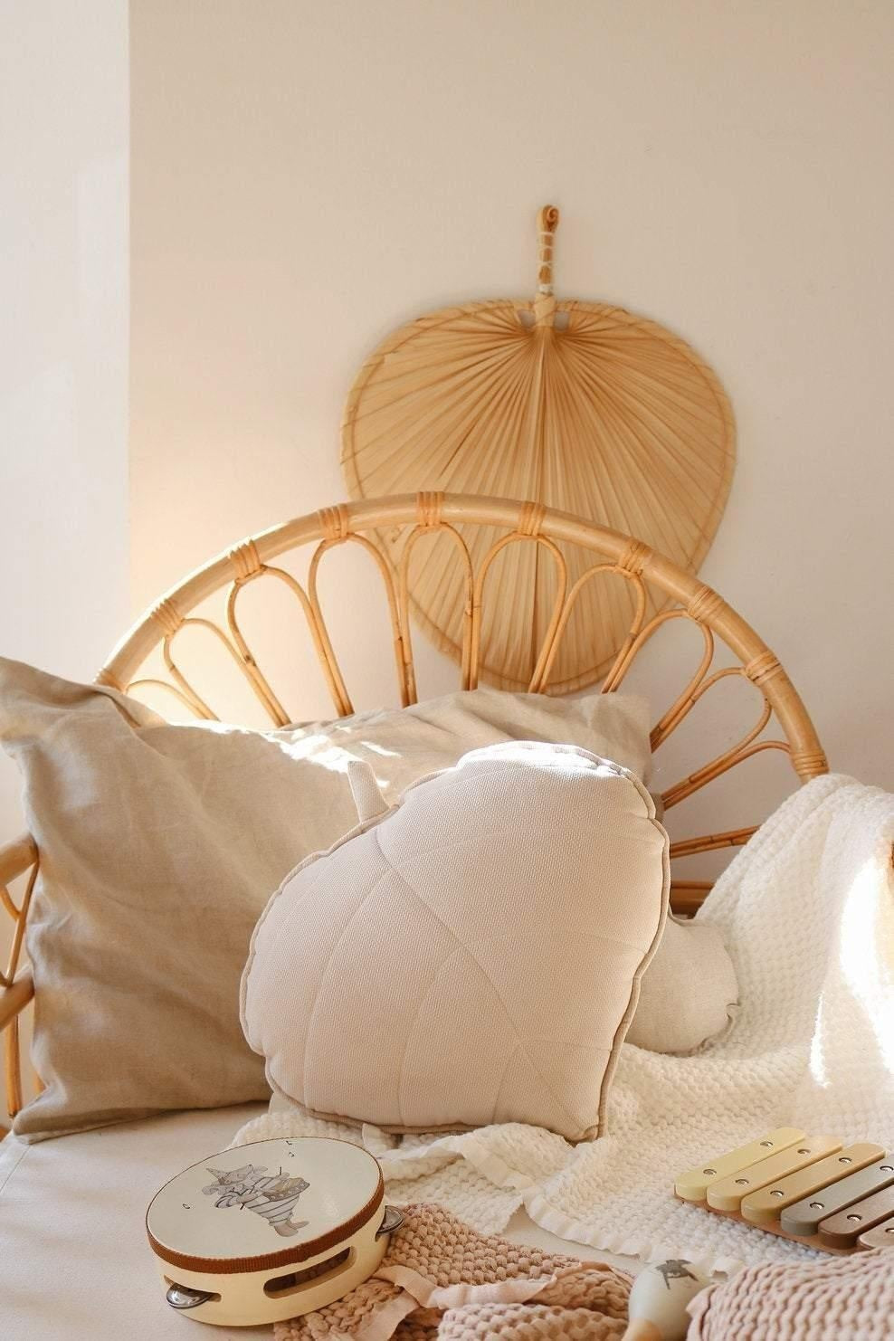 Velvet Cream Leaf Pillow