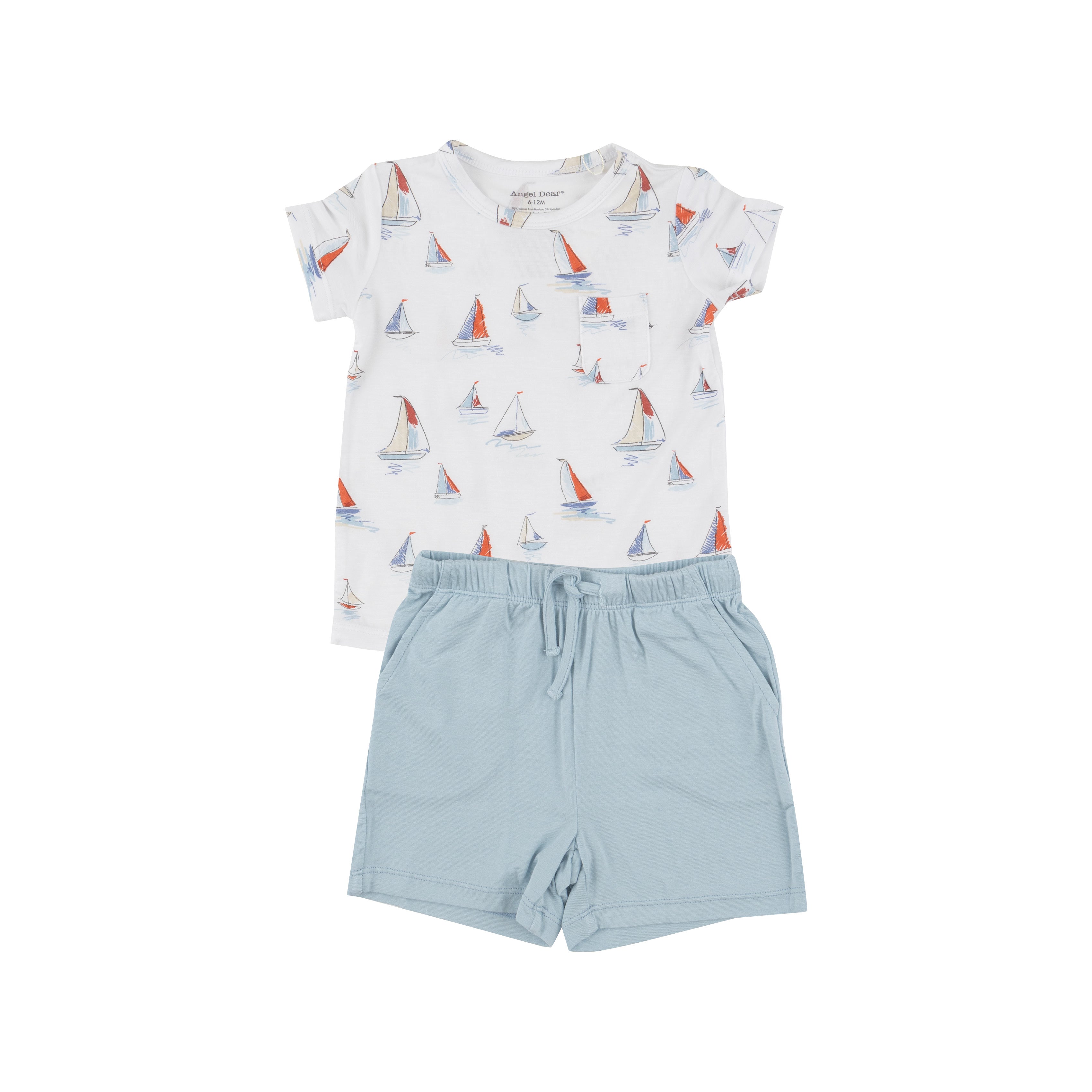 Crew Neck Tee & Short Set - Sketchy Sailboats