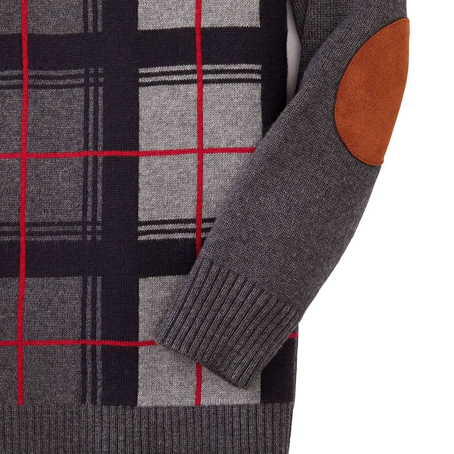 Crewneck Pullover Sweater With Elbow Patches