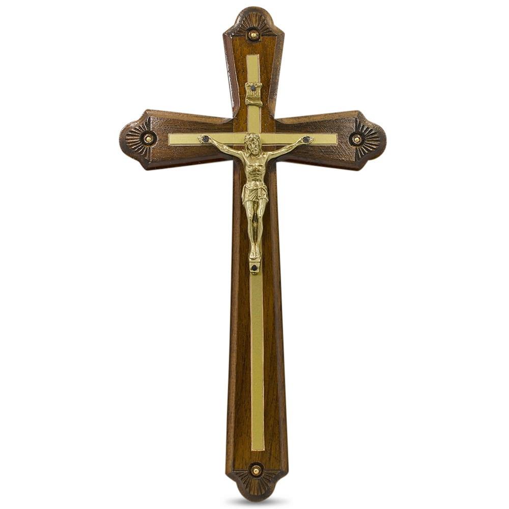 Hand Carved Wooden Wall Crucifix 10 Inches