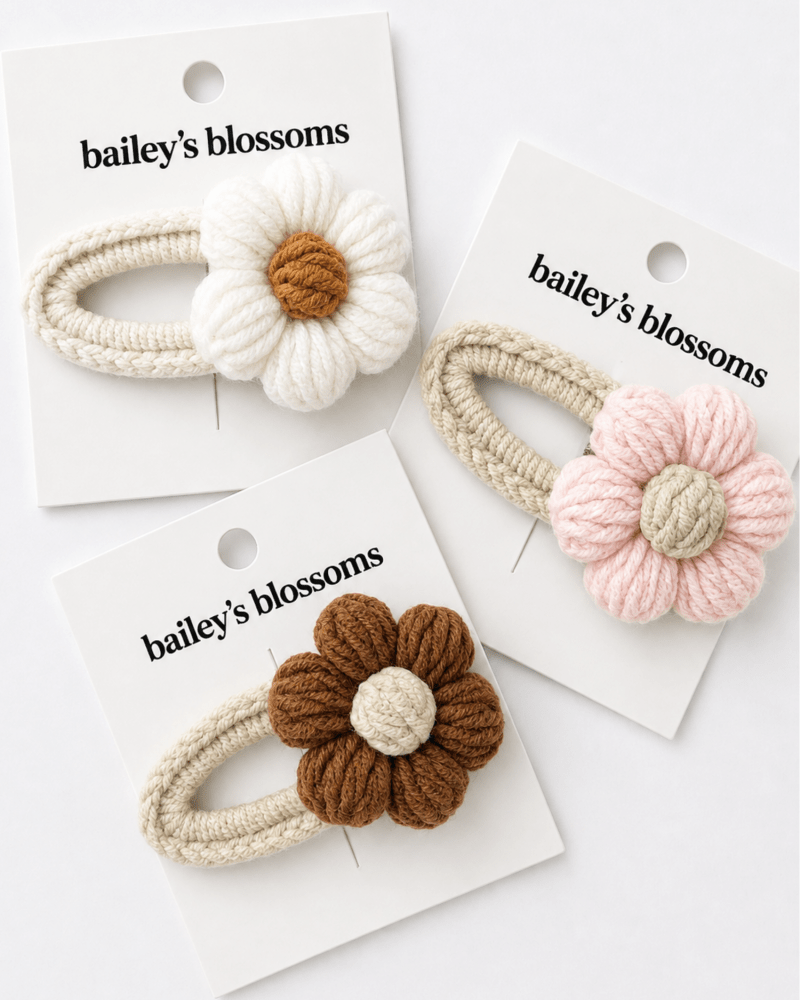 Crochet Daisy Clip - White