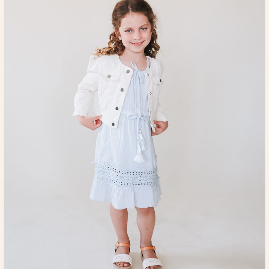 Ivory Cropped Denim Jacket - Child