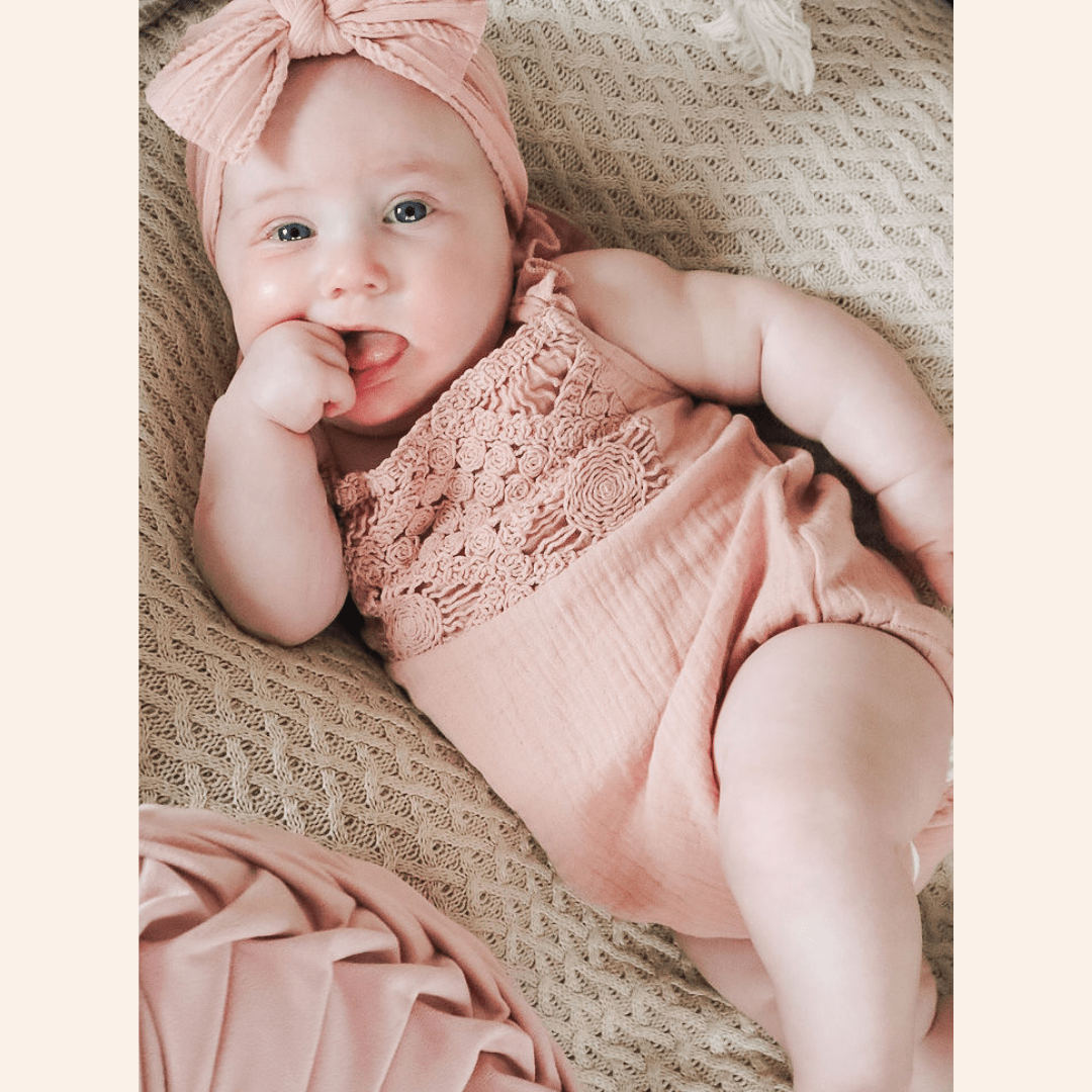Dusty Rose Crochet Onesie - Infant