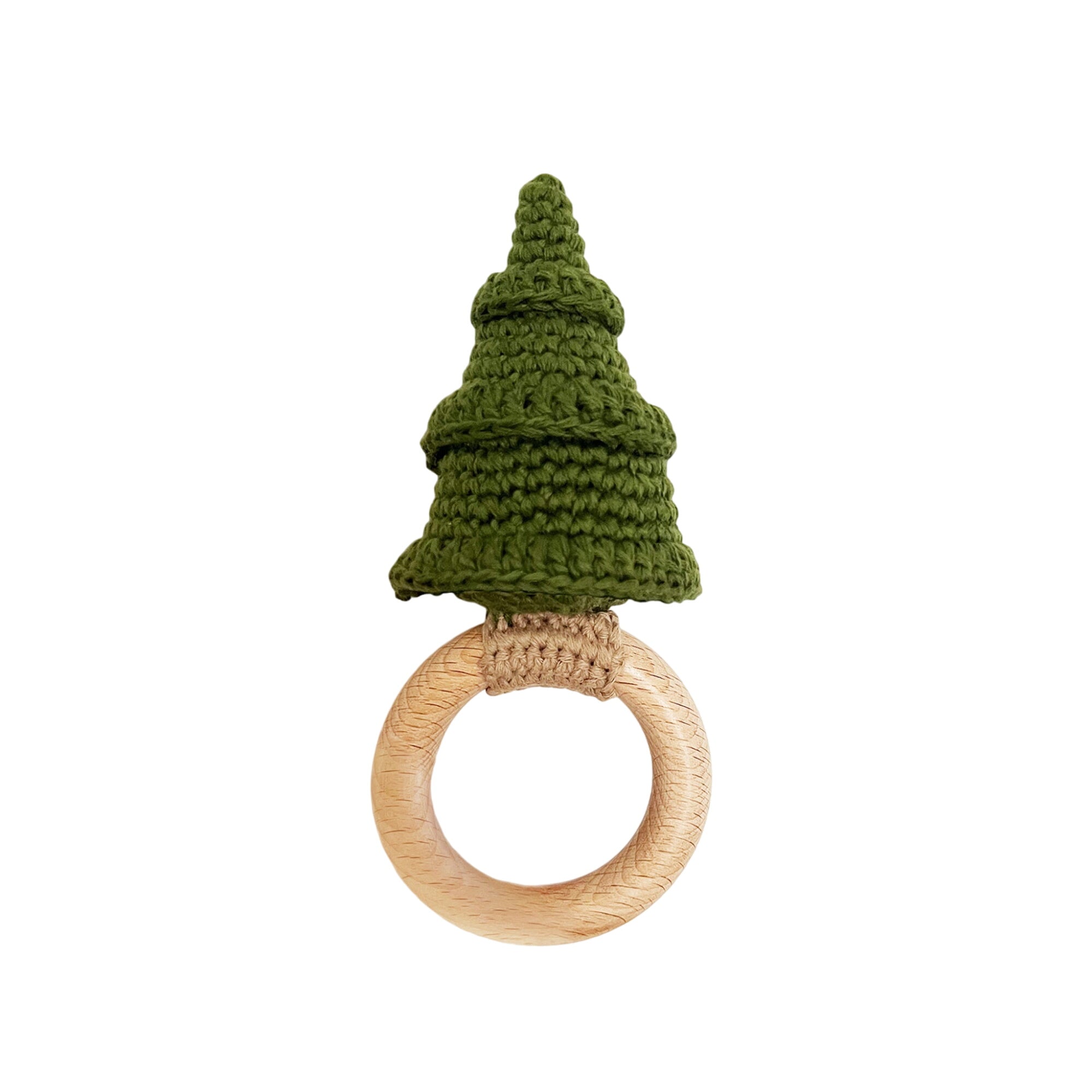 Crochet Rattle Teether, Tree