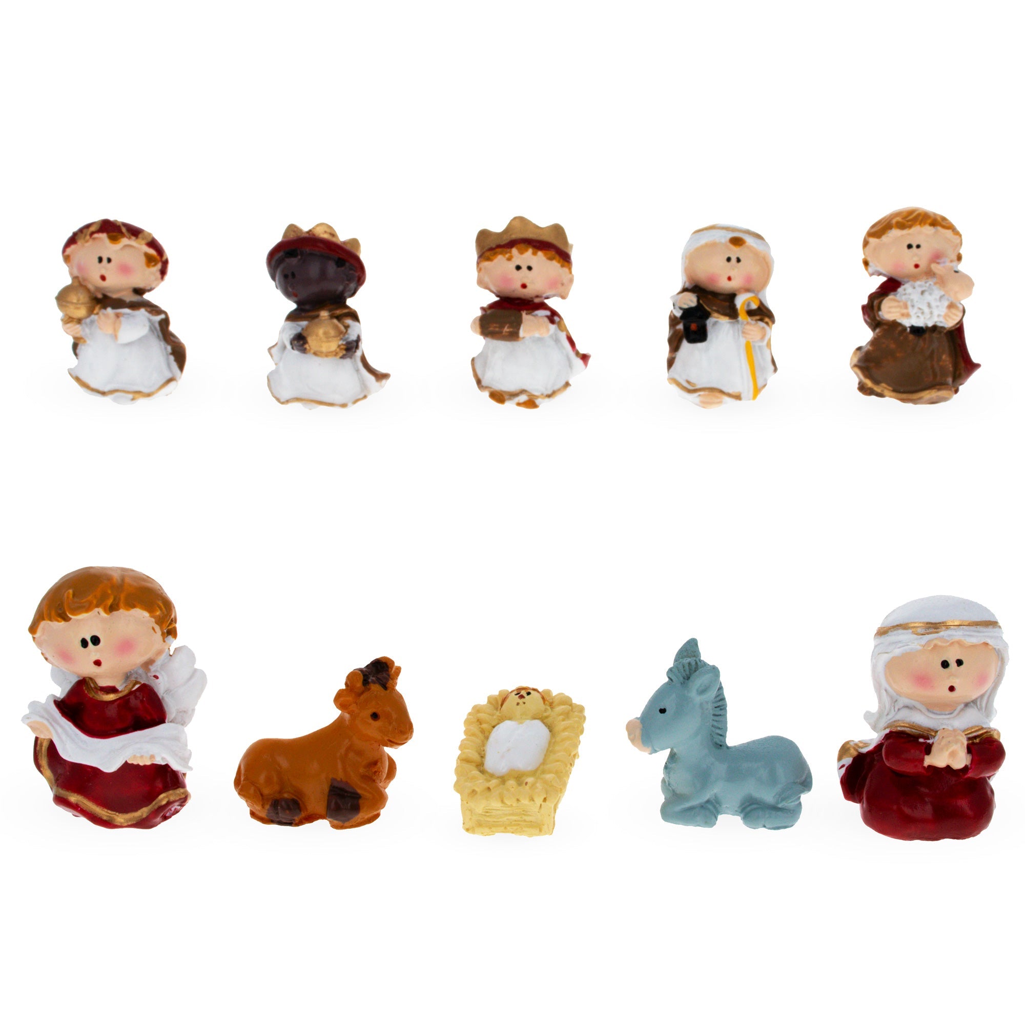 Set Of 10 Miniature Nativity Scene Children Figurines