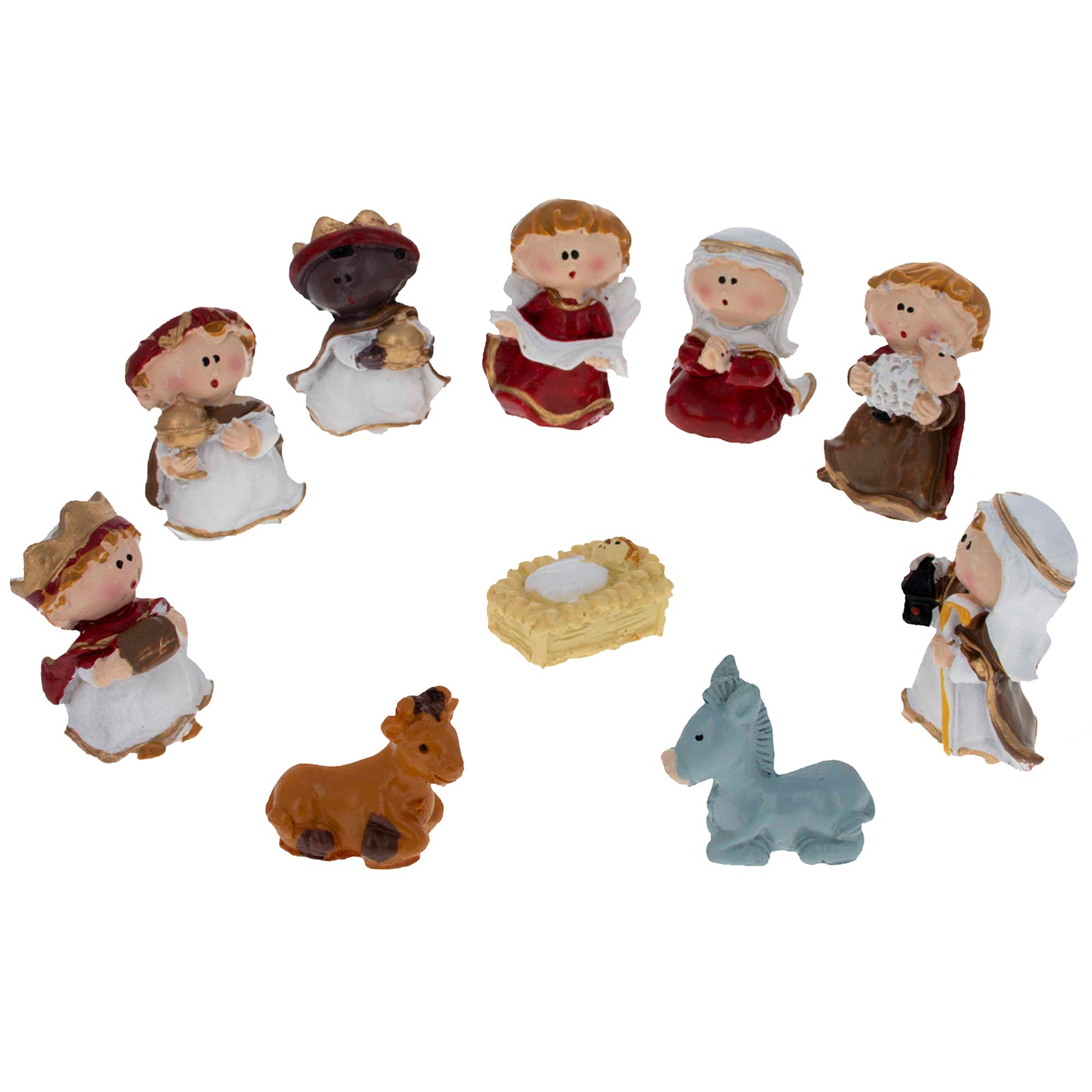 Set Of 10 Miniature Nativity Scene Children Figurines