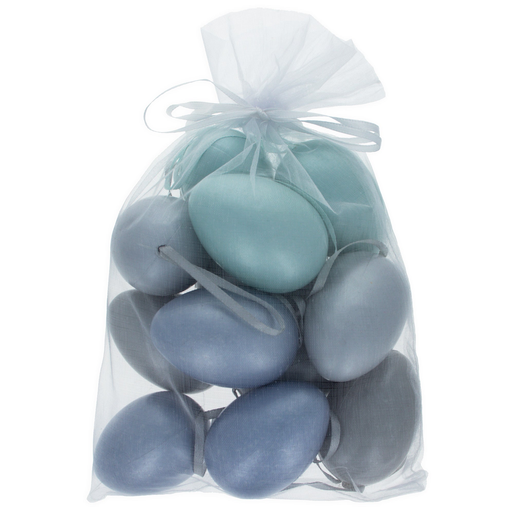 Set Of 12 Pastel Blue Plastic Easter Egg Ornaments 2.35 Inches