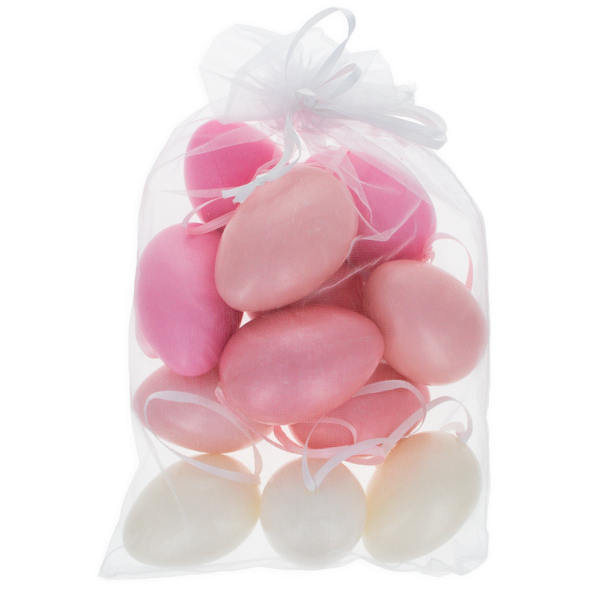 Bag Of 12 Pastel Rose Plastic Easter Egg Ornaments 2.35 Inches