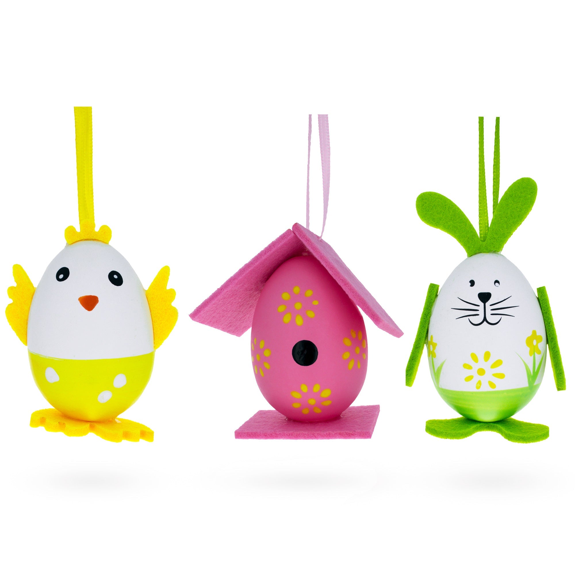 Set Of 3 Bunny, Chick, Easter Egg House Plastic Easter Gift Set Decoration