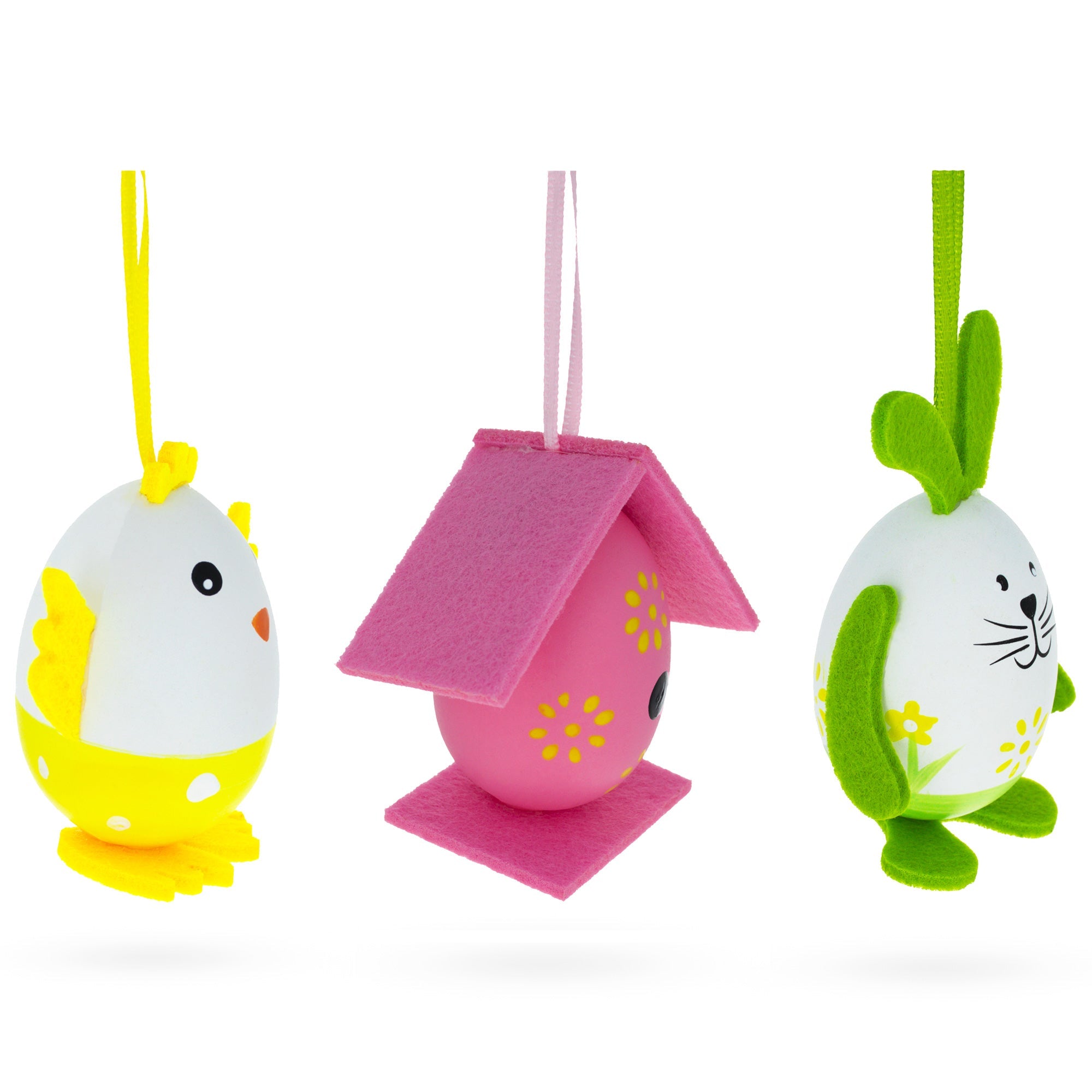 Set Of 3 Bunny, Chick, Easter Egg House Plastic Easter Gift Set Decoration