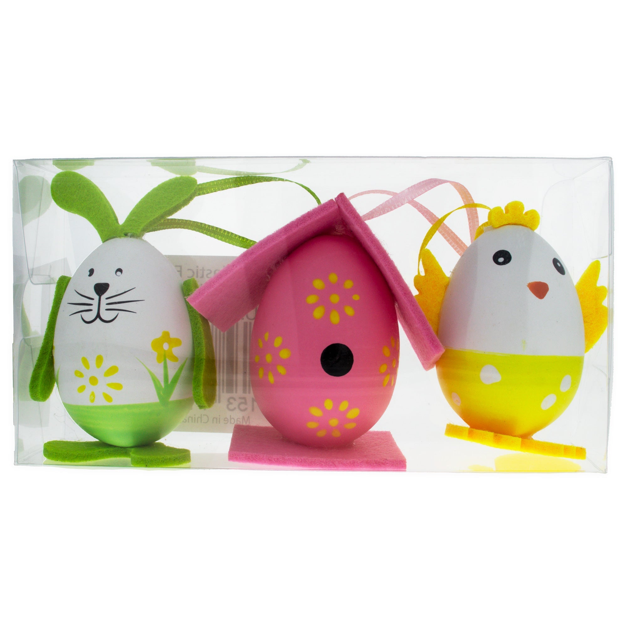 Set Of 3 Bunny, Chick, Easter Egg House Plastic Easter Gift Set Decoration