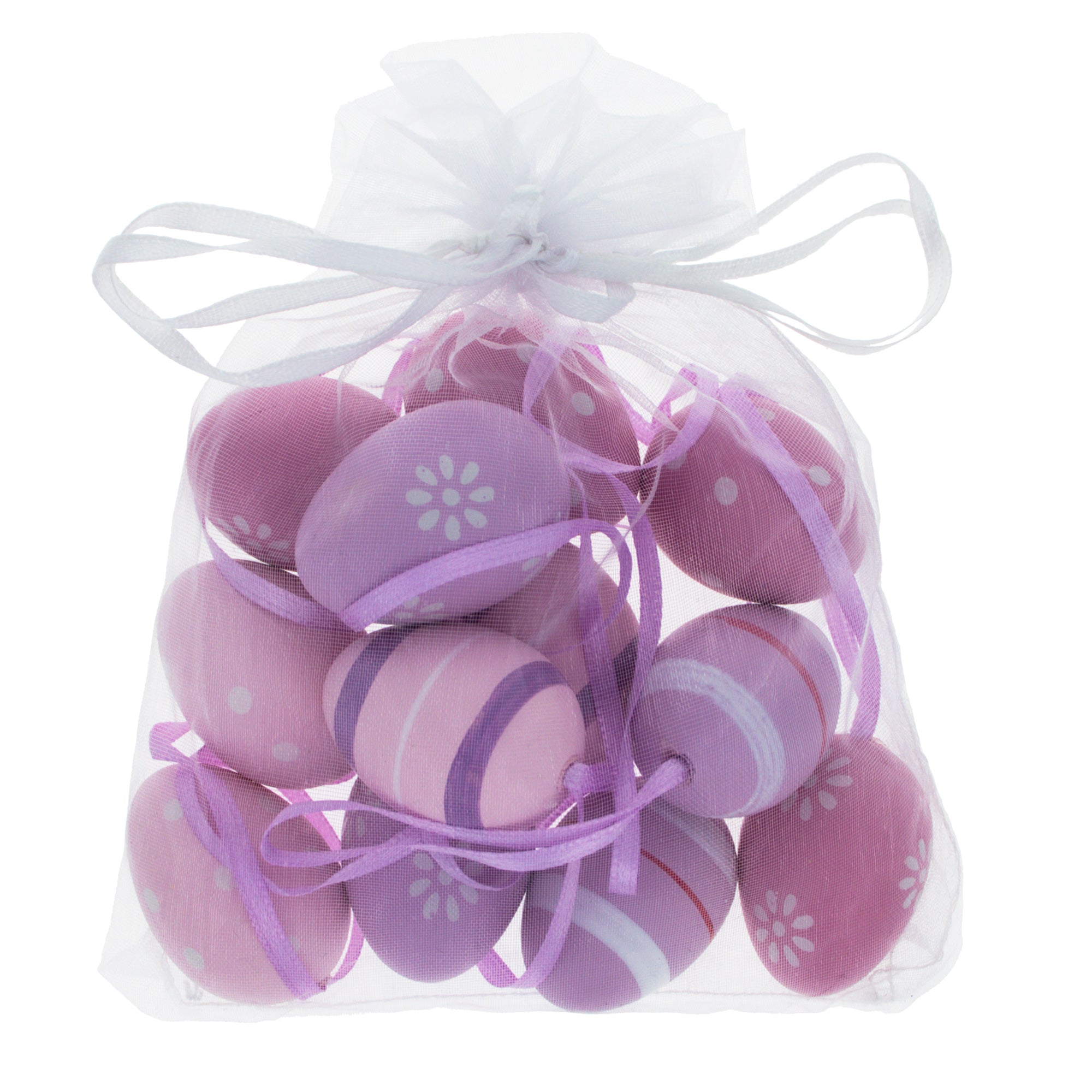 Bag Of 12 Miniature Pastel Purple Plastic Easter Egg Ornaments 1.5 Inches