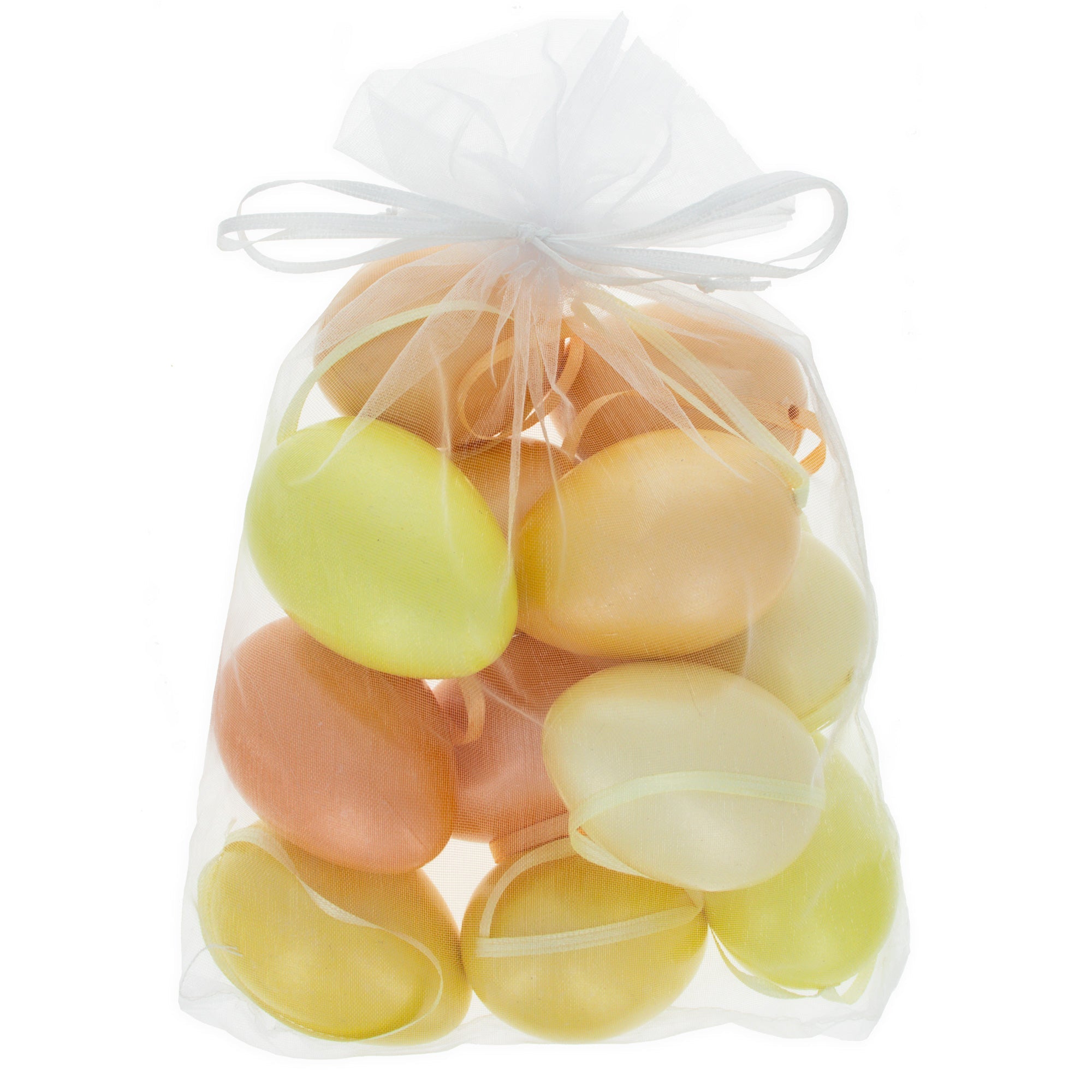 Bag Of 12 Pastel Yellow Colors Plastic Easter Egg Ornaments 2.35 Inches