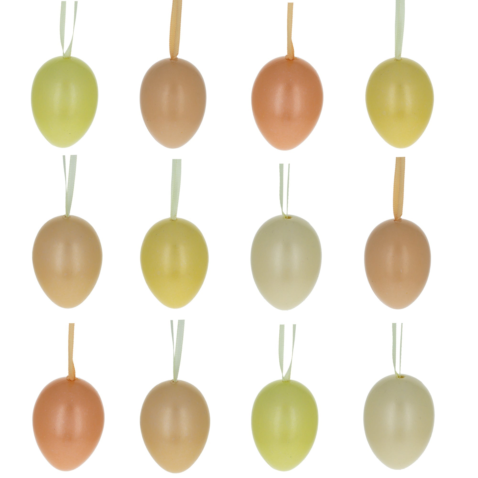 Bag Of 12 Pastel Yellow Colors Plastic Easter Egg Ornaments 2.35 Inches