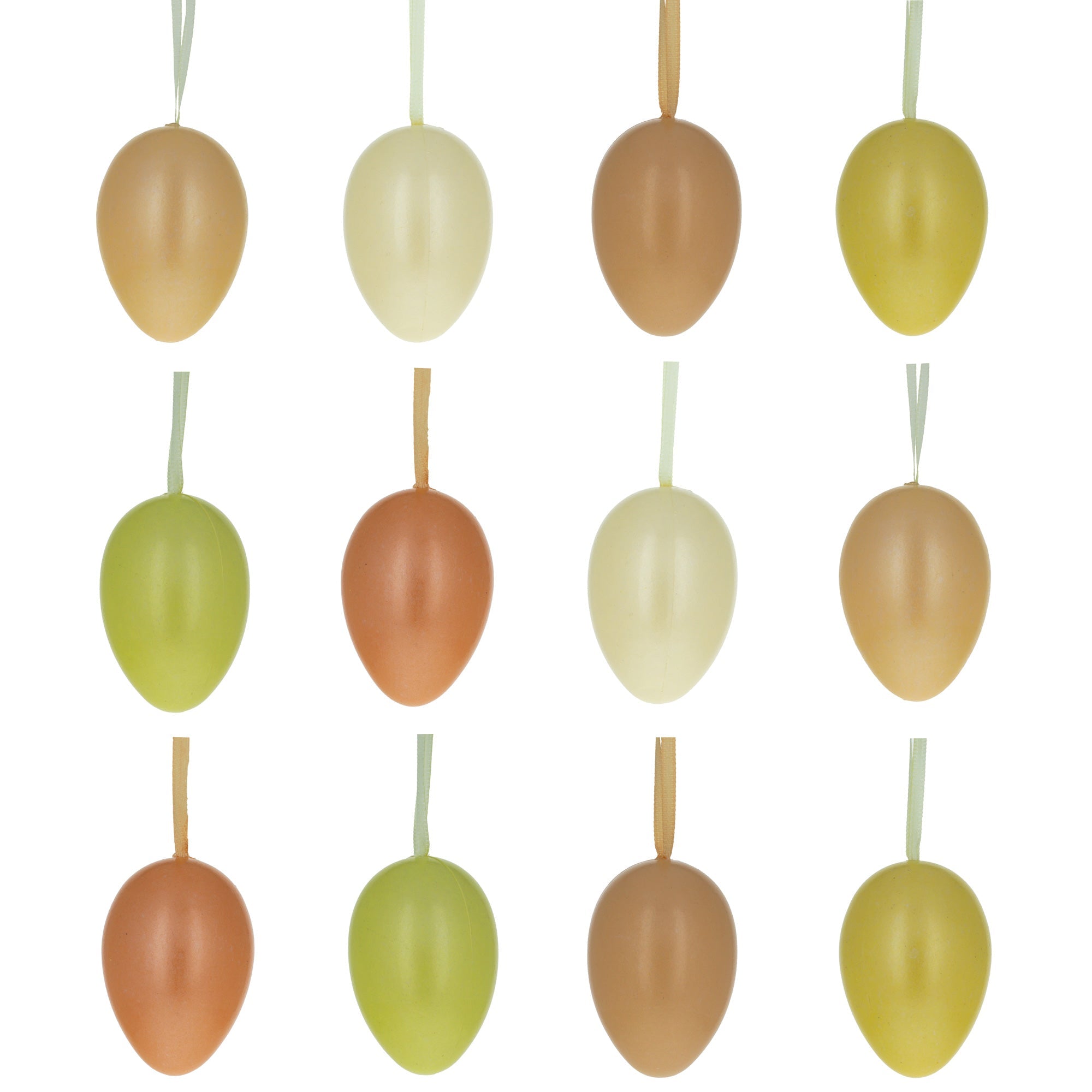 Bag Of 12 Pastel Yellow Colors Plastic Easter Egg Ornaments 2.35 Inches