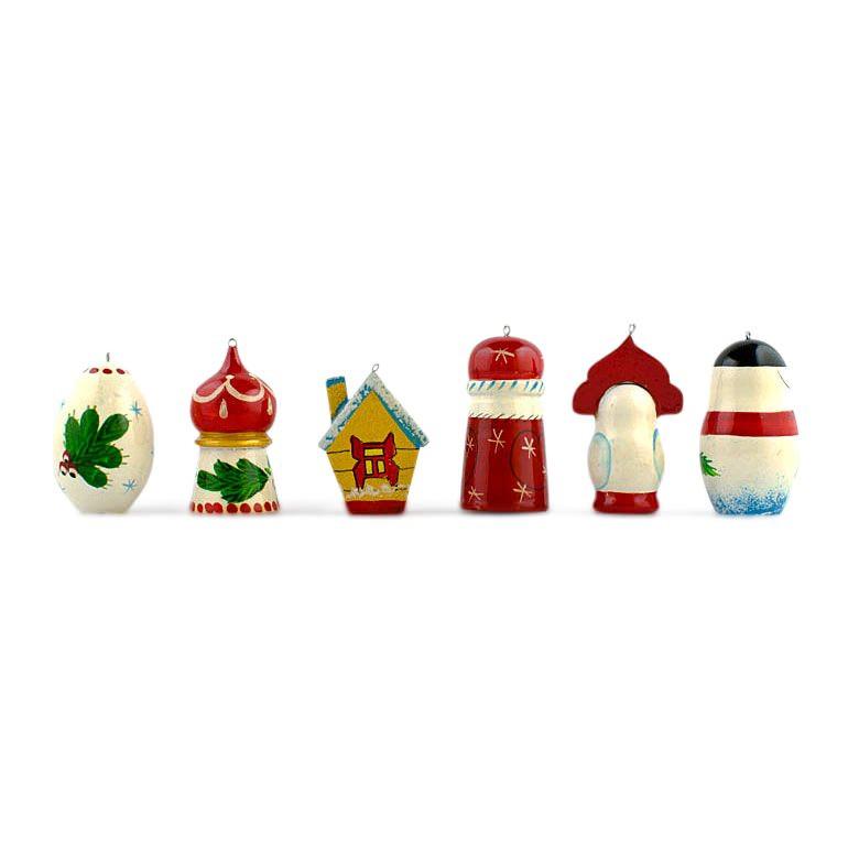 6 Mixed Wooden Christmas Ornaments