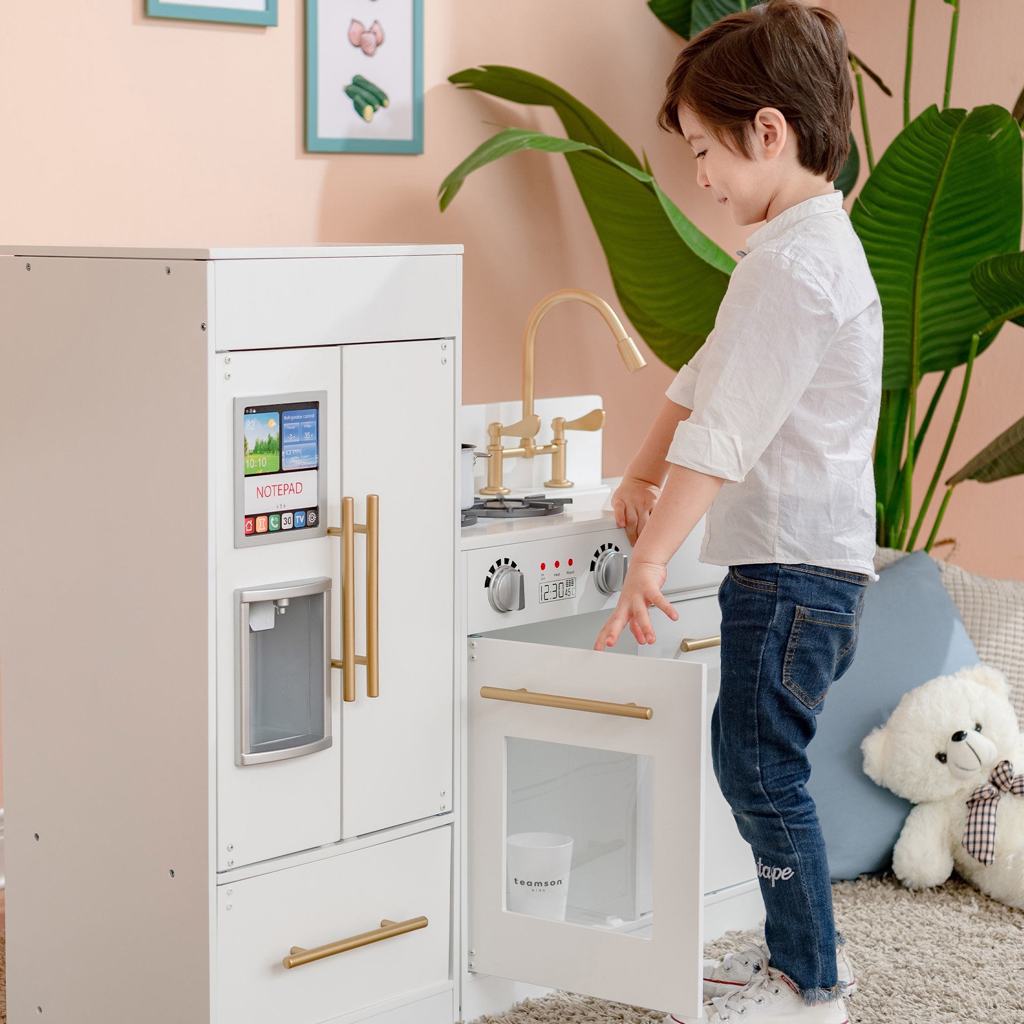 Little Chef Charlotte Modern Play Kitchen, White/gold